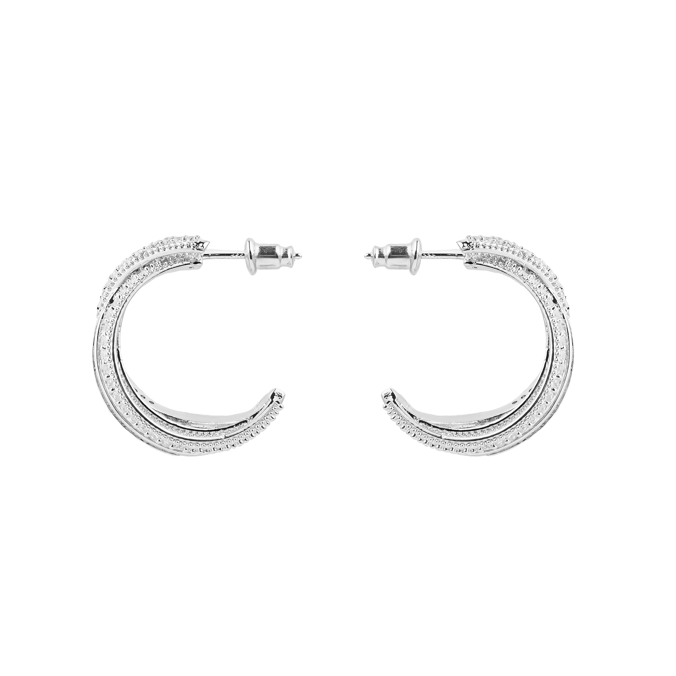 layered earrings with crystals