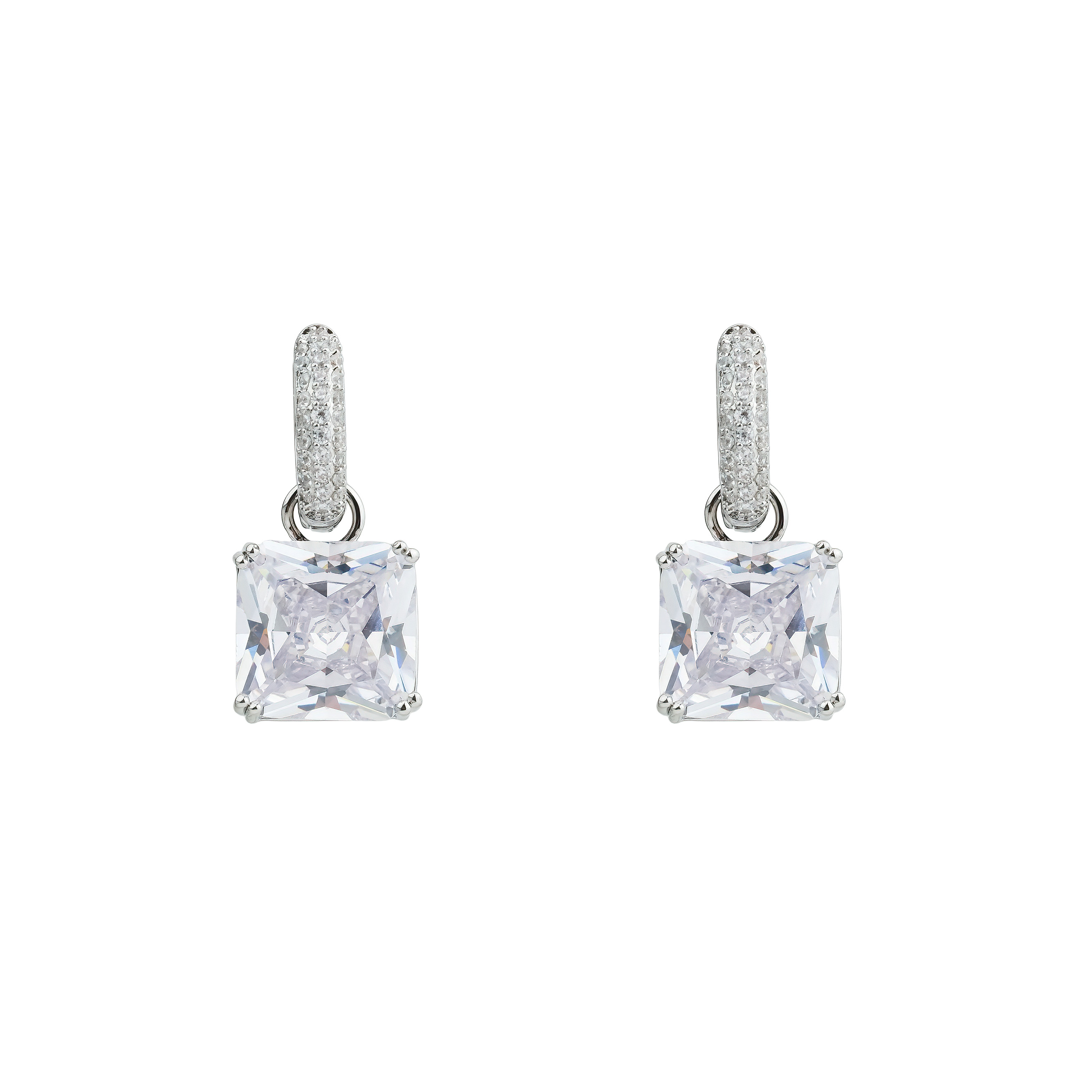 earrings with square crystal and peacock