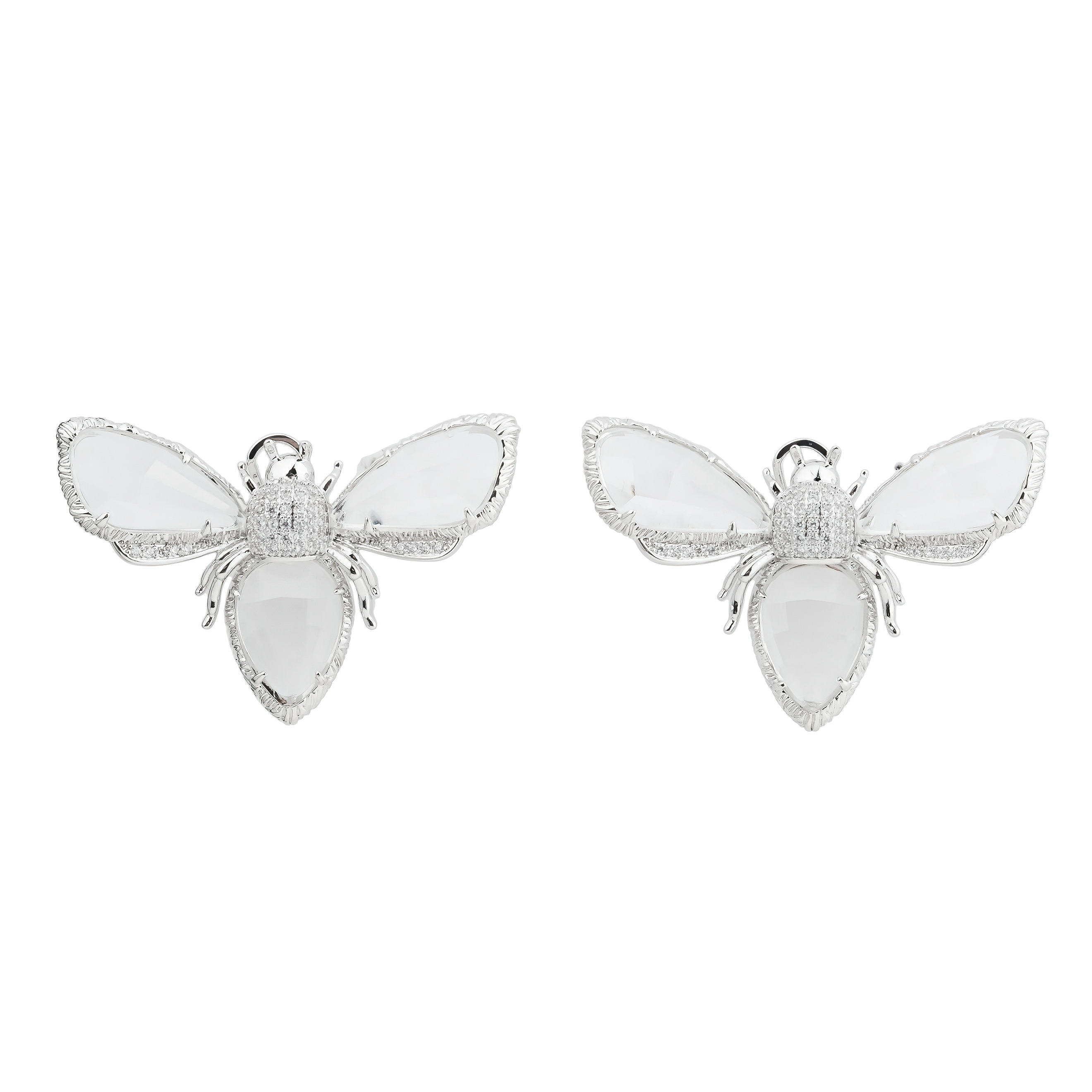 earrings in the form of cicadas with crystals