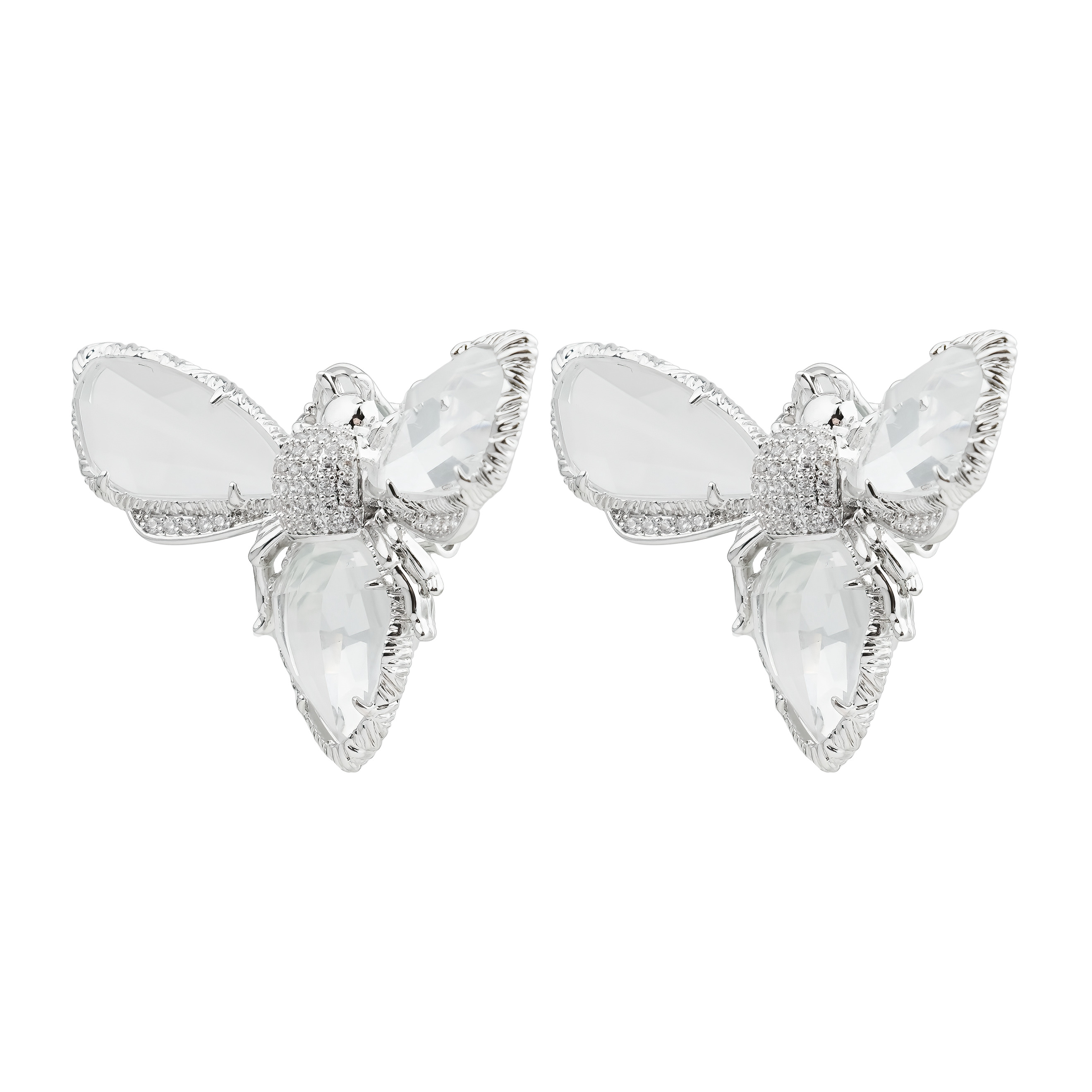 earrings in the form of cicadas with crystals