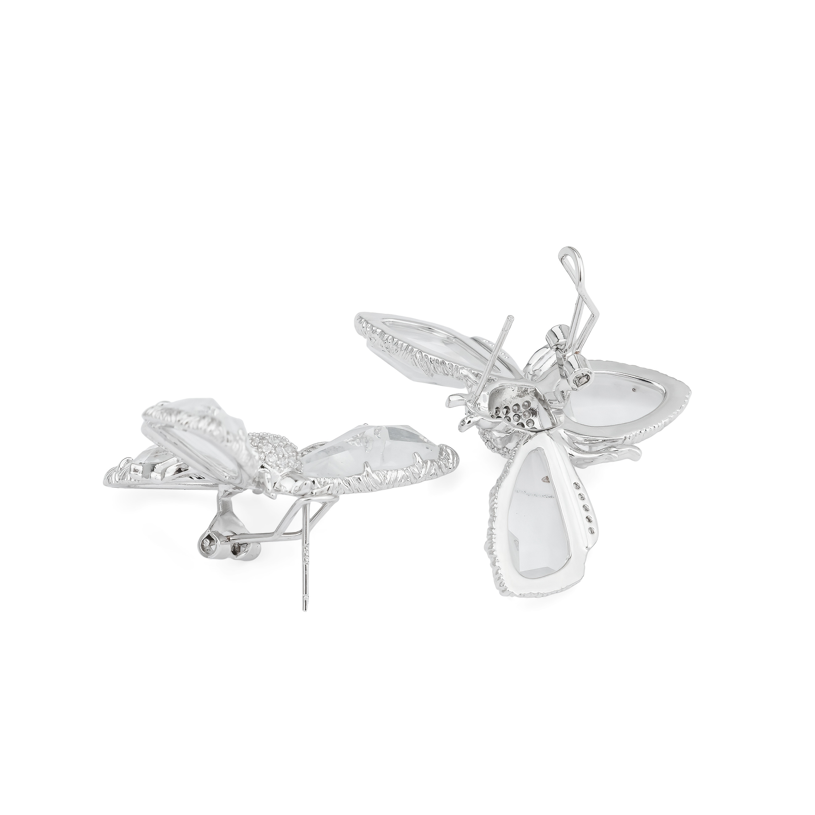 earrings in the form of cicadas with crystals