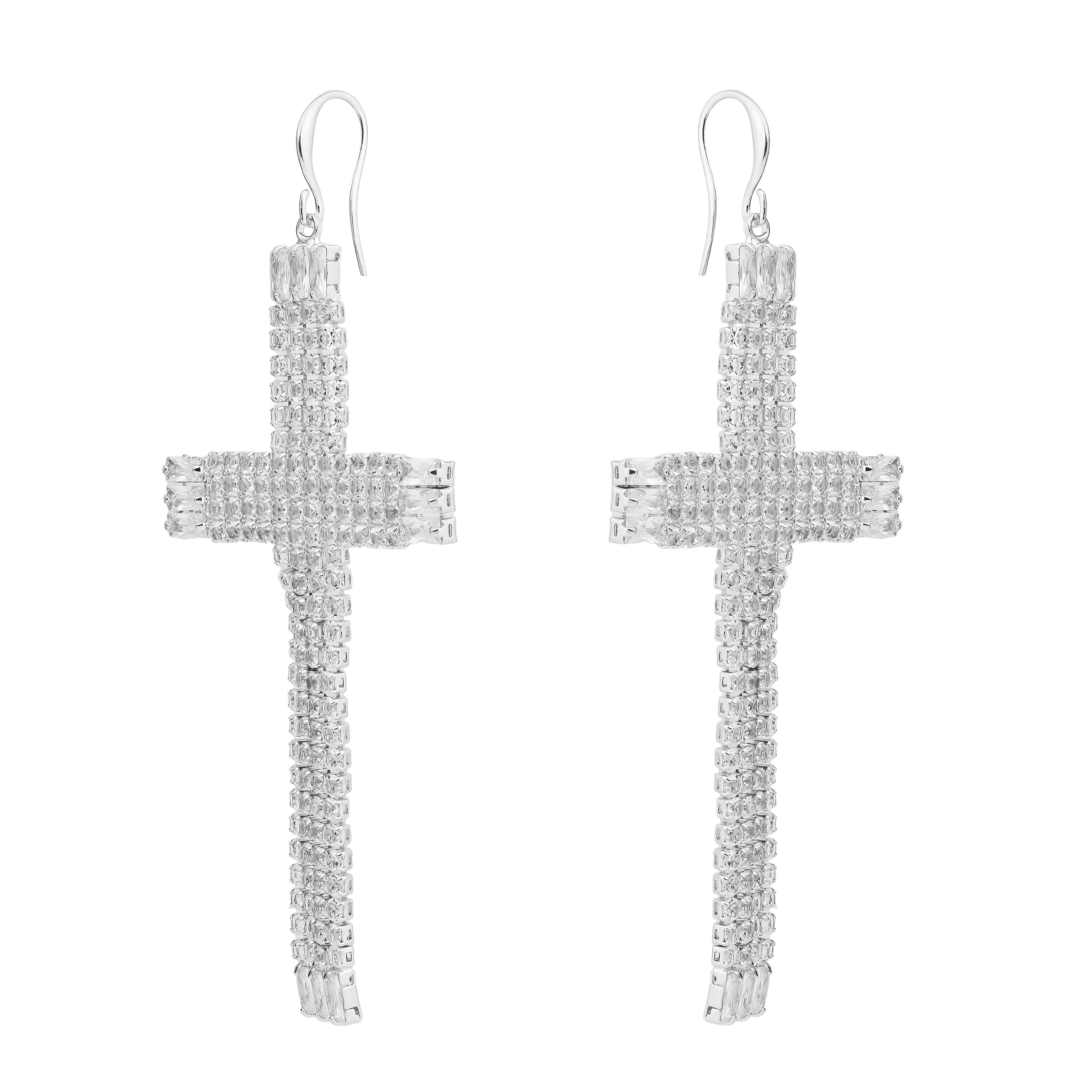 cross earrings completelcovered with crystals