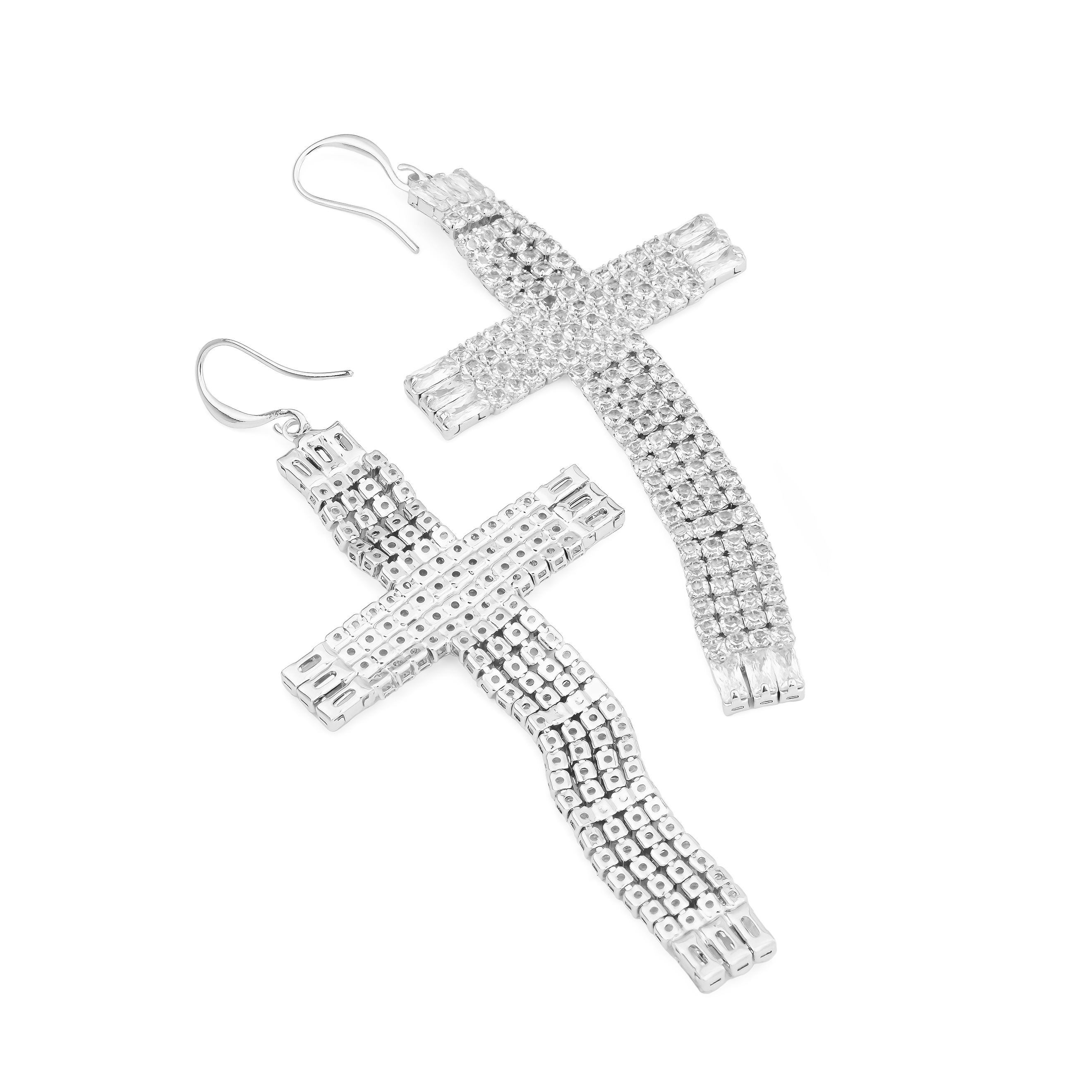 cross earrings completelcovered with crystals