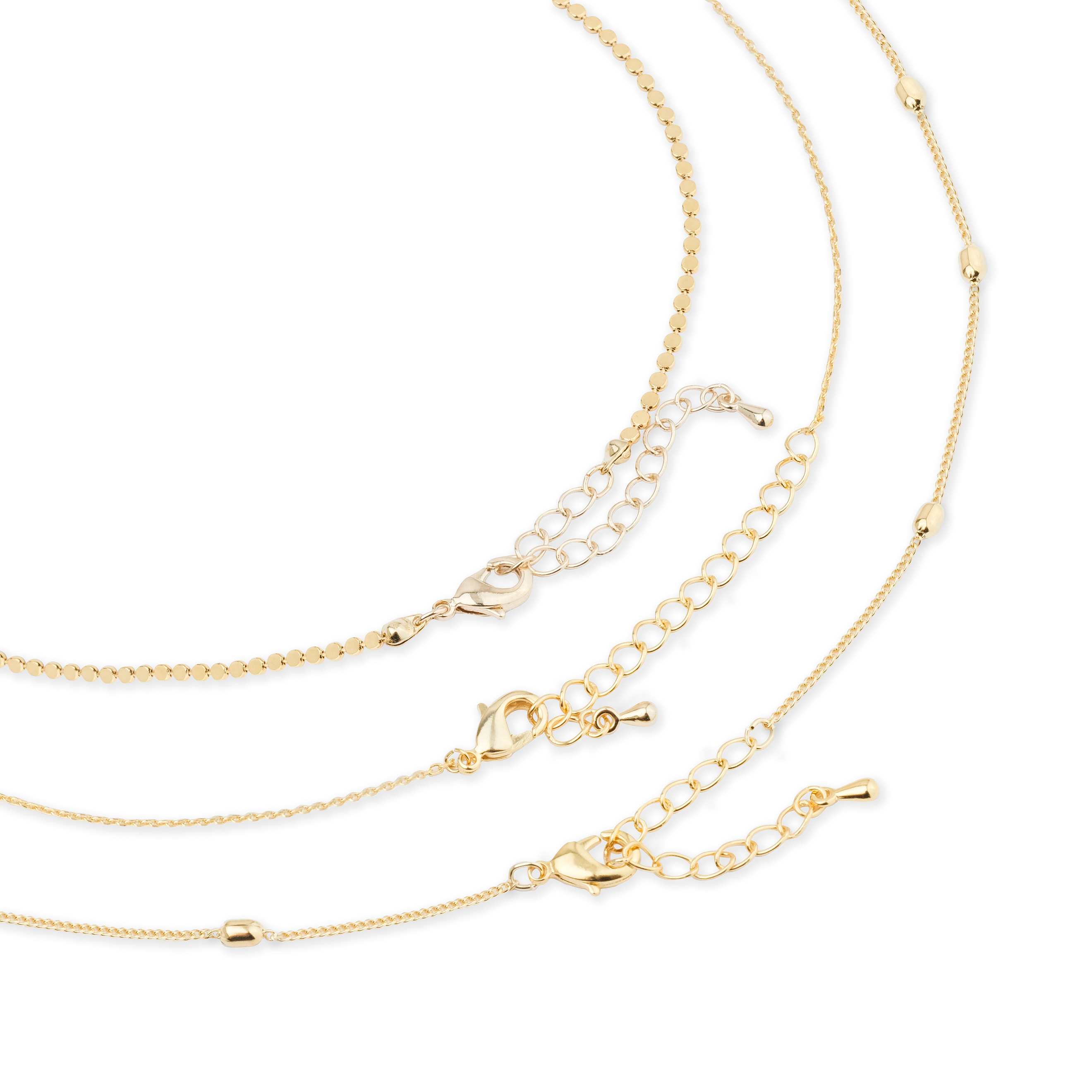 Multi-layered necklace with a white bead