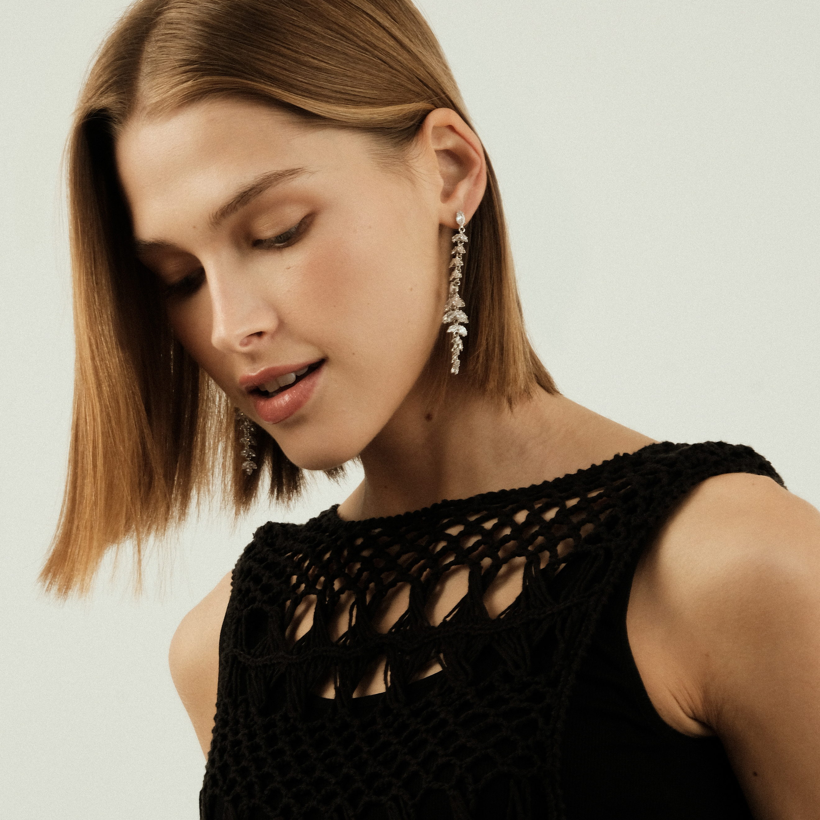 twig earrings with crystals