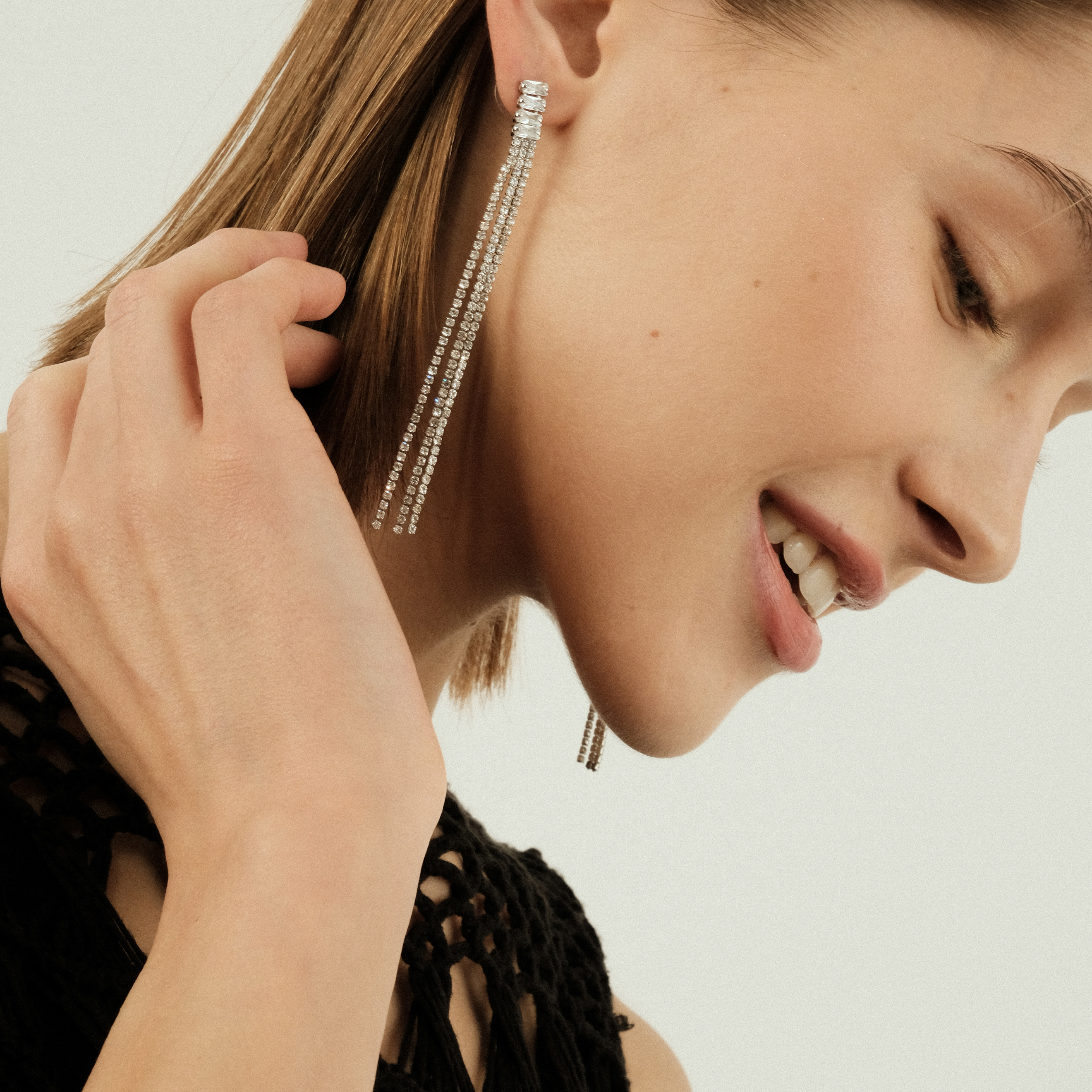 long earrings with crystals