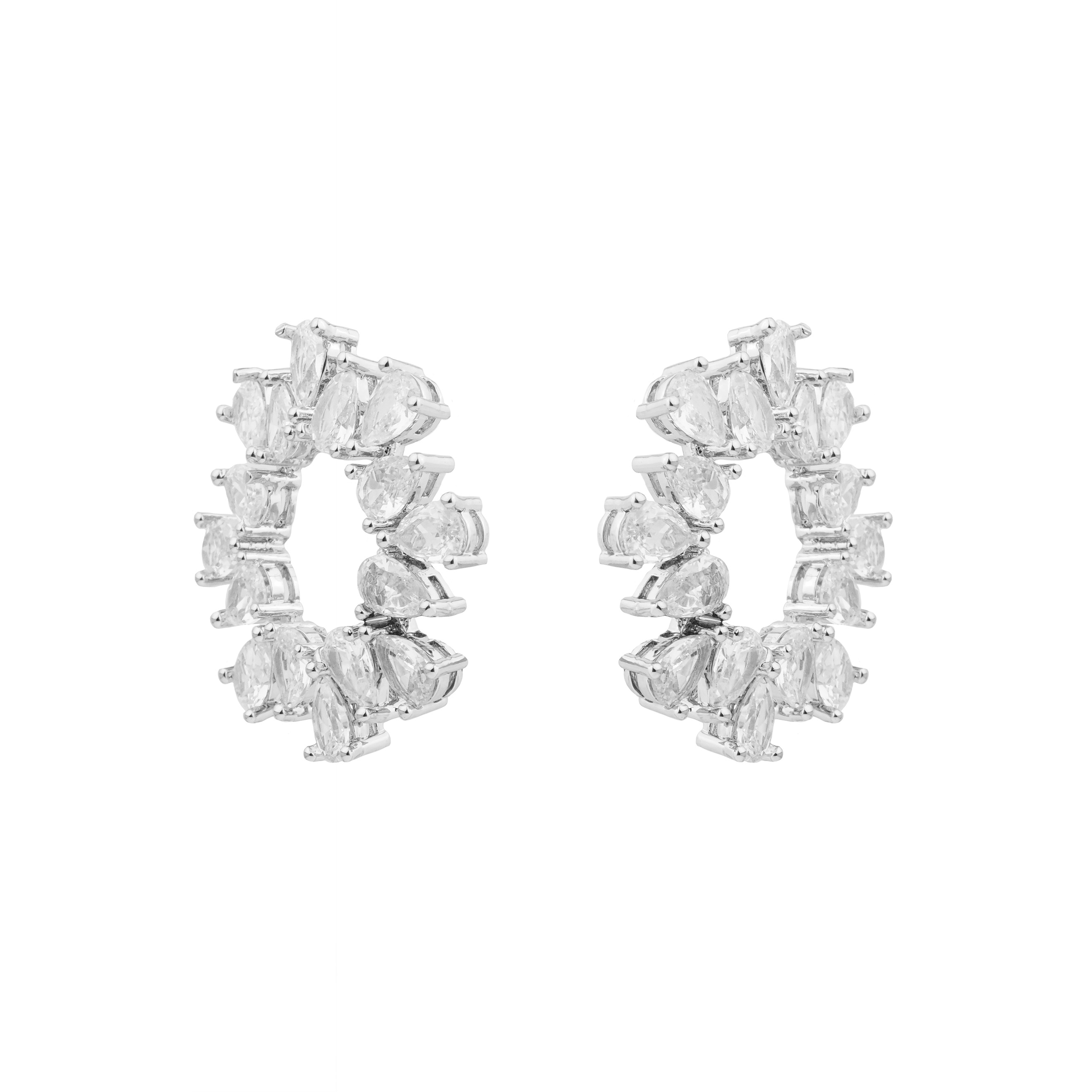 round earrings with crystals