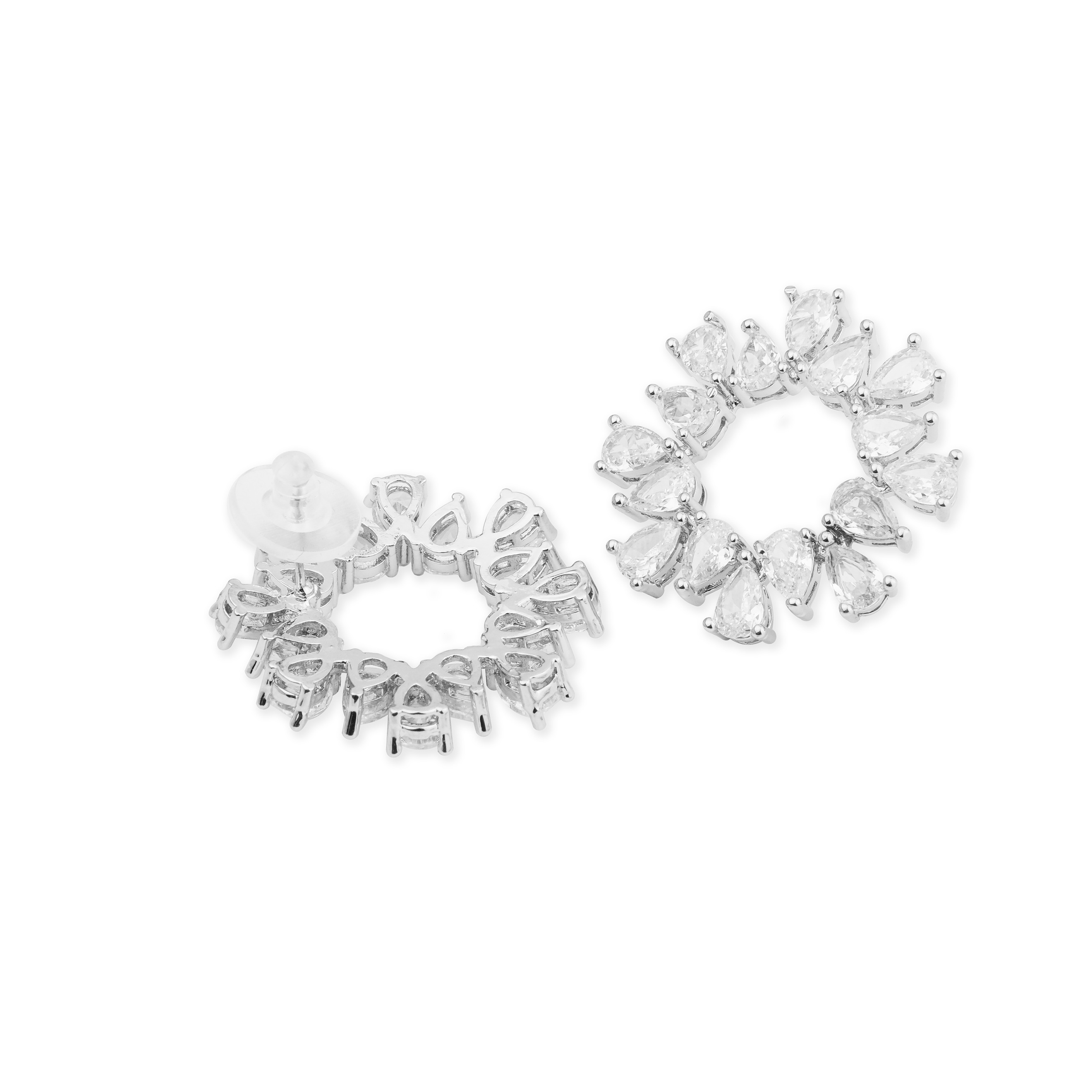 round earrings with crystals