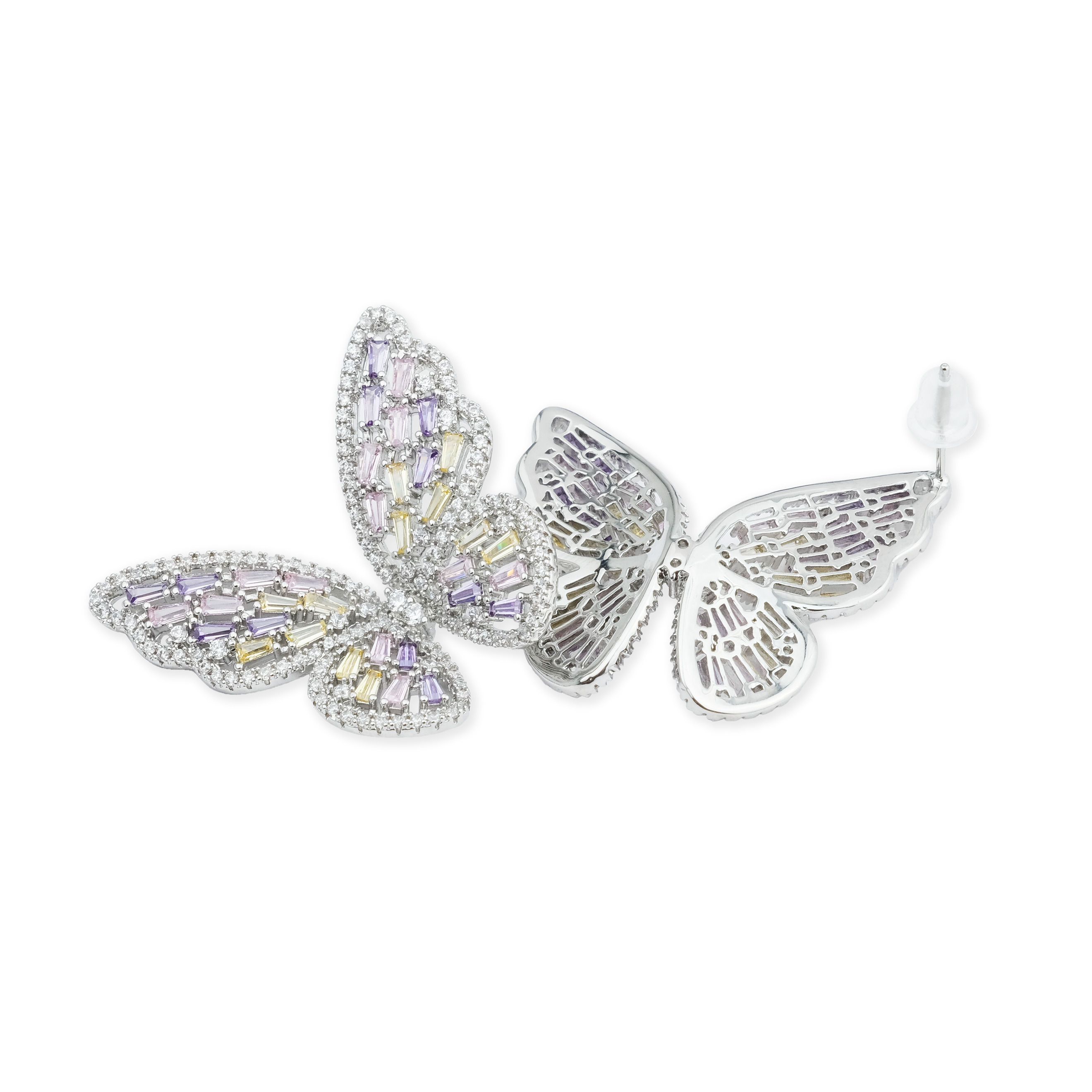 butterflearrings with multicolored crystals