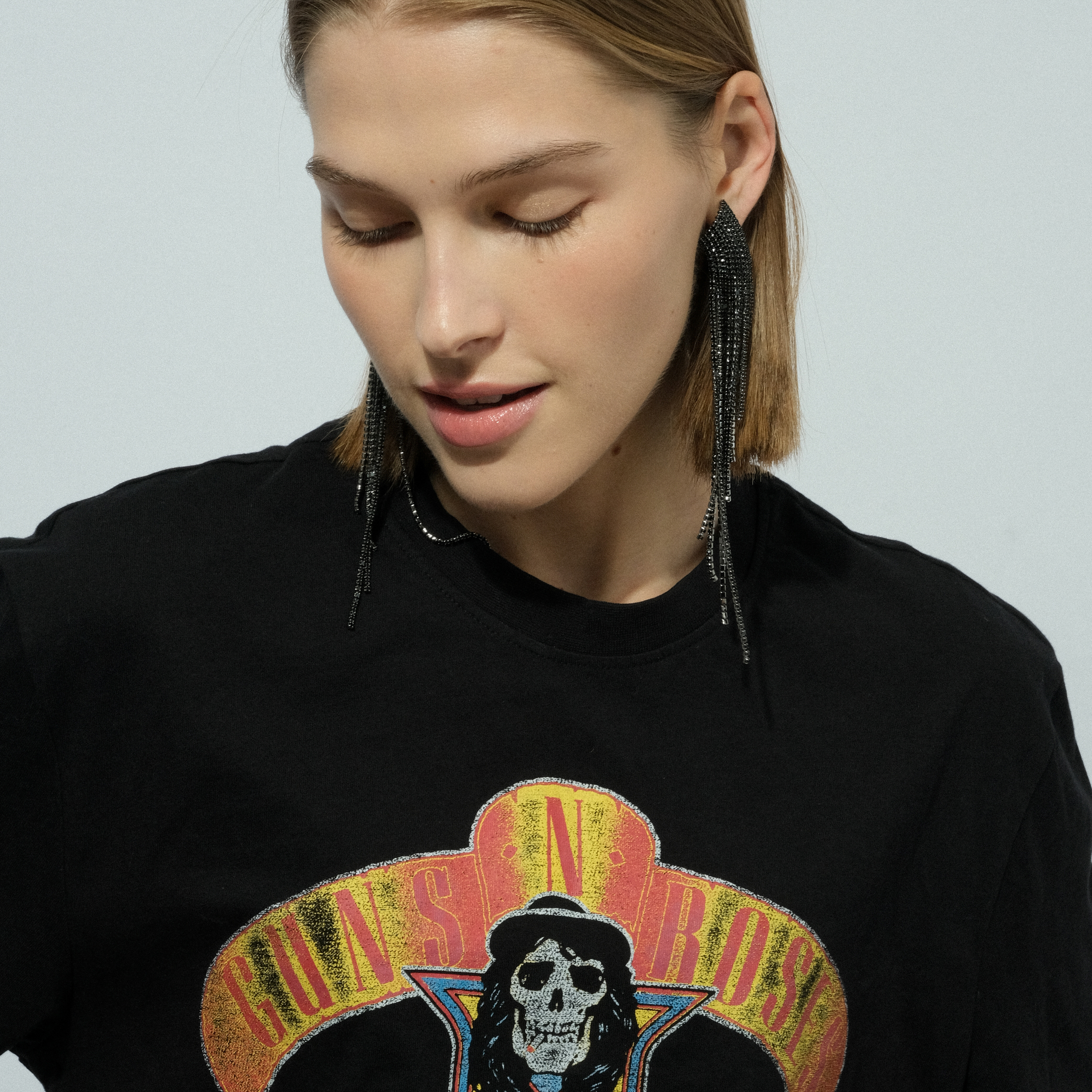 Black earrings completely covered with crystals