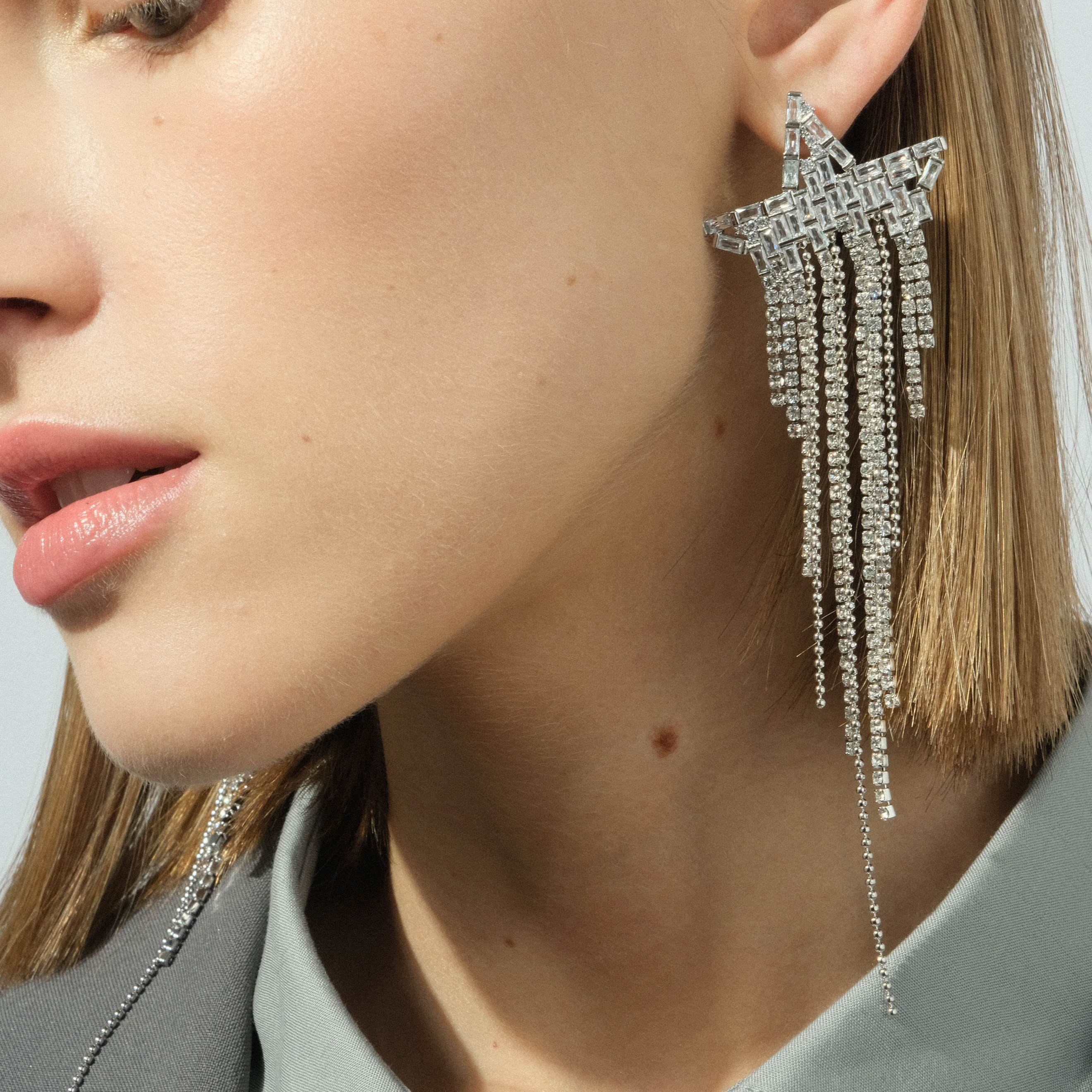 Long semi-star earrings