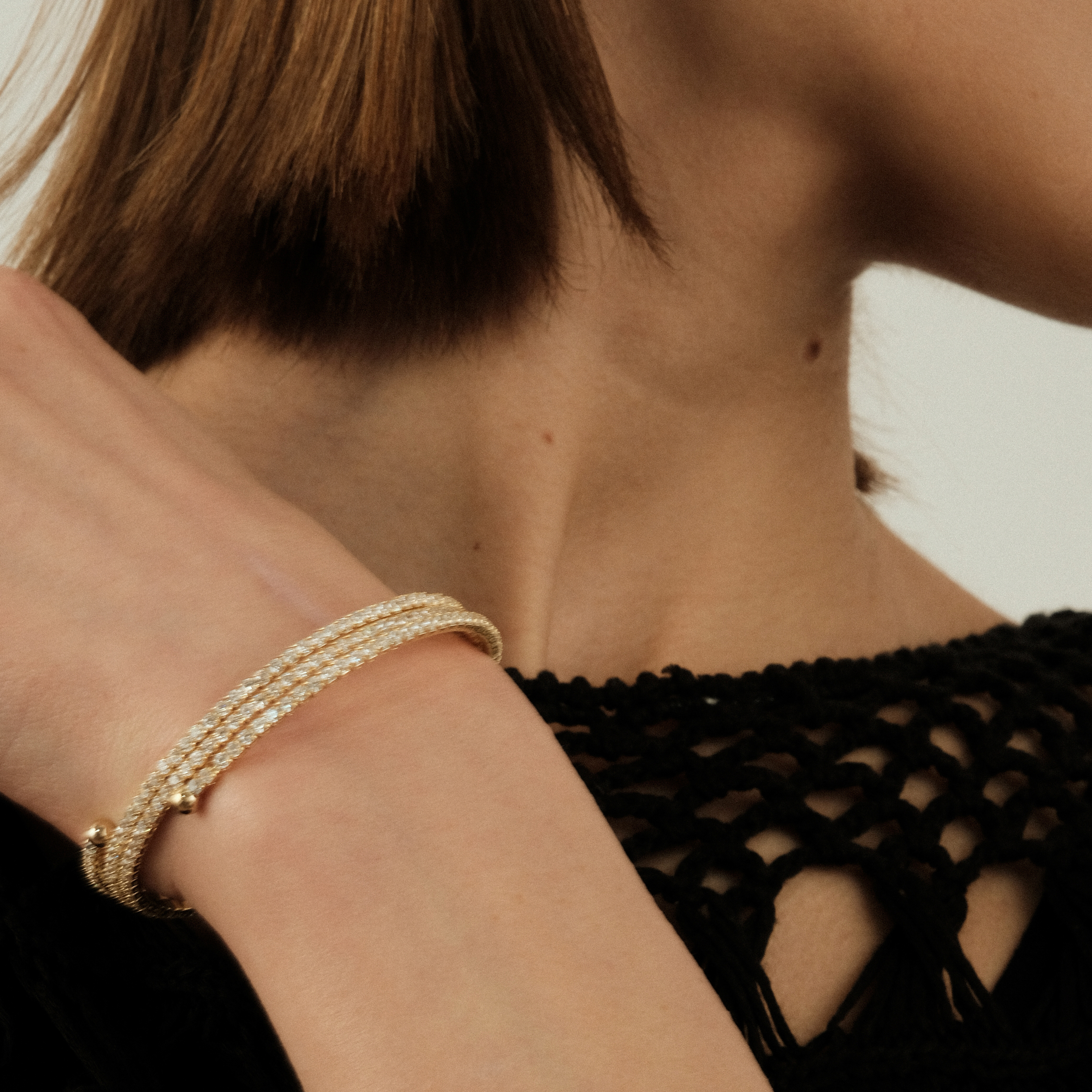 multi-layered bracelet with crystals