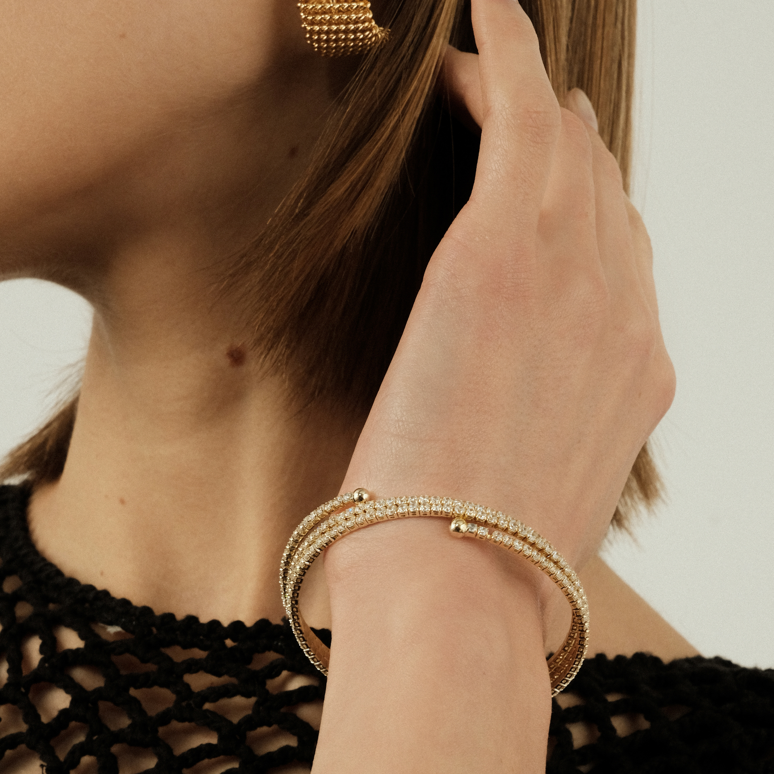 multi-layered bracelet with crystals