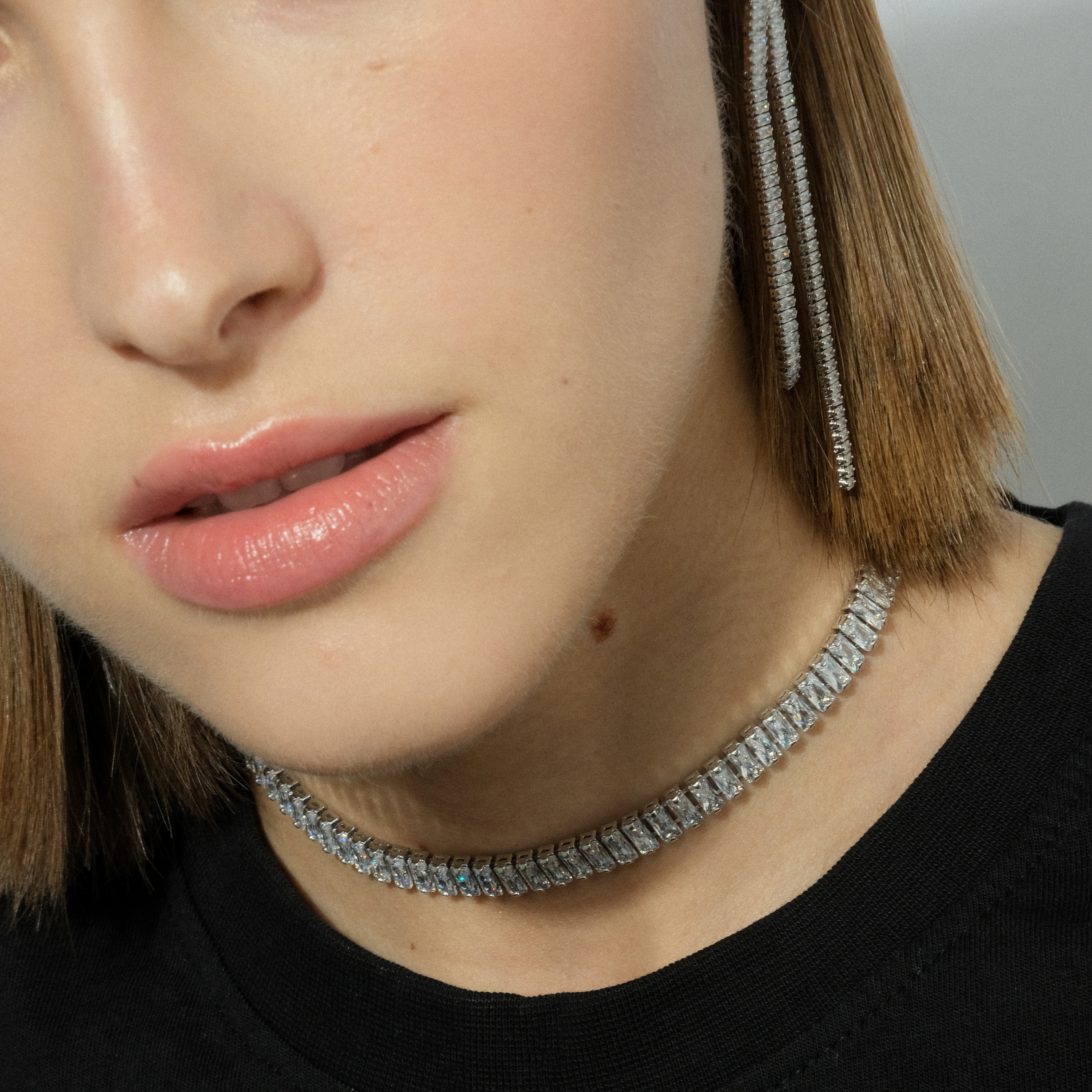 Necklace made of white crystals