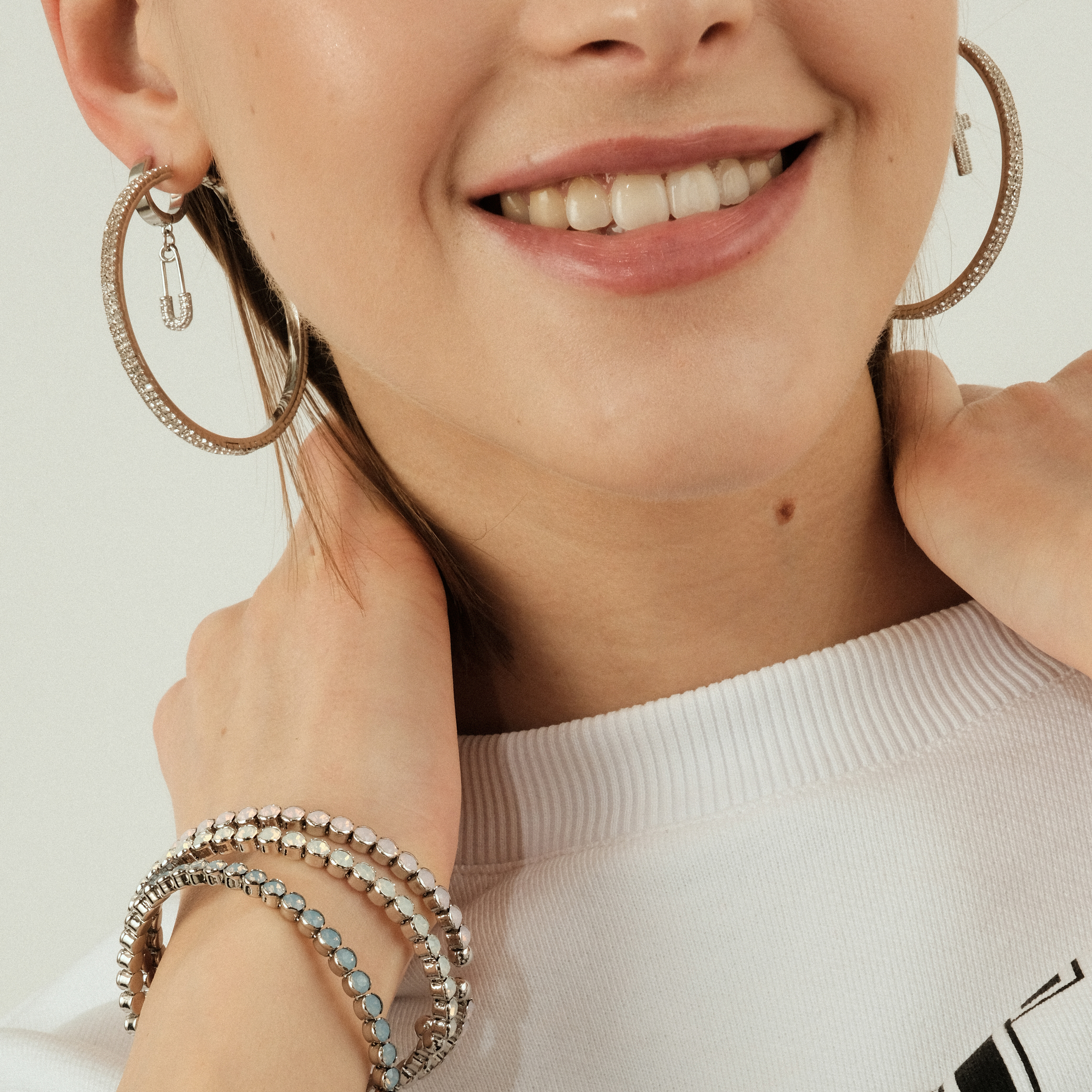 earrings-rings with a pavй made of crystals
