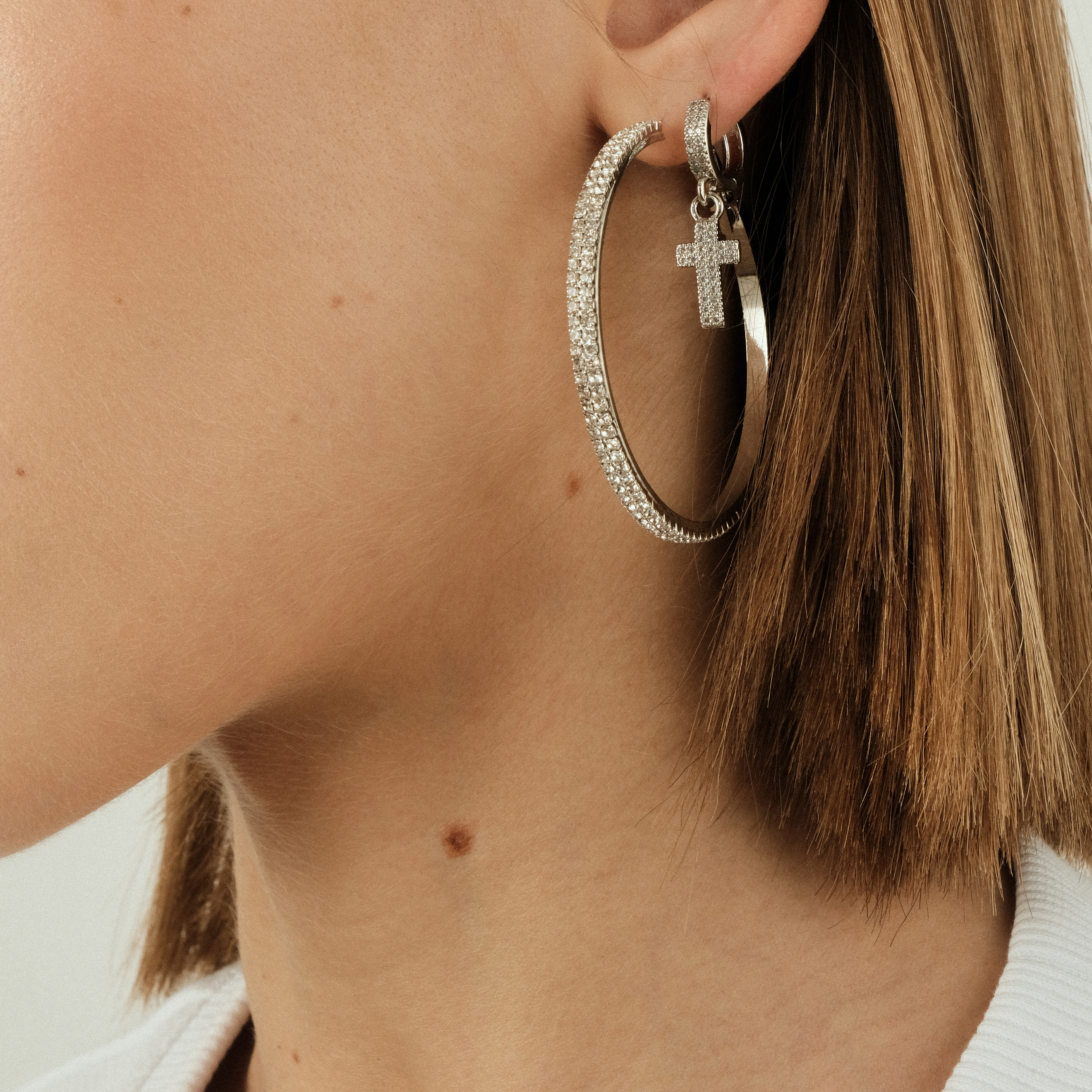 earrings-rings with a pavй made of crystals