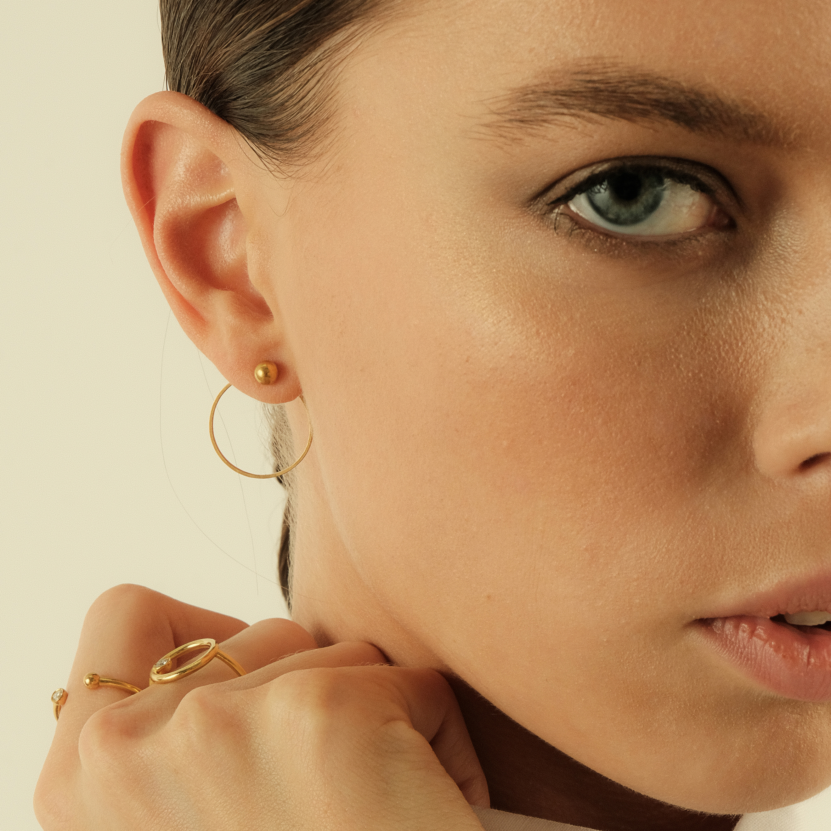 Silver earrings with gold plated "Circle"