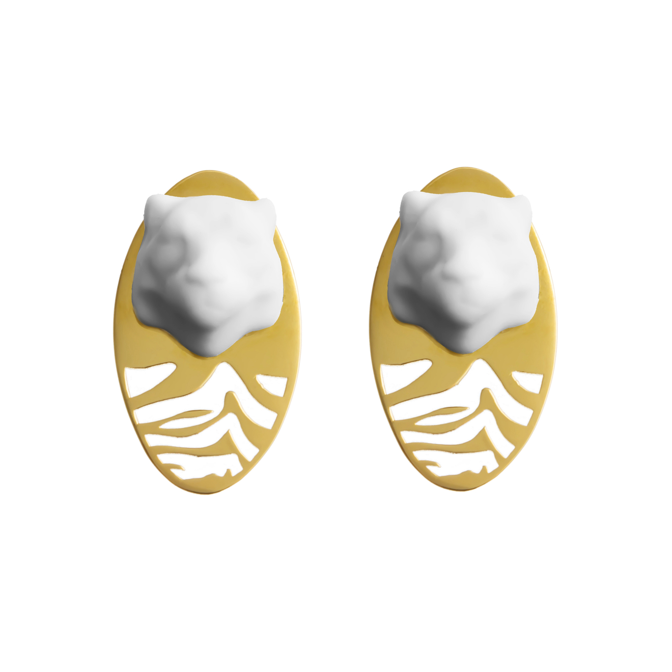 OXIOMA Позолоченные серьги из бронзы с полосатым тигром oxioma золотистые полосатые клипсы с белыми тиграми из фарфора