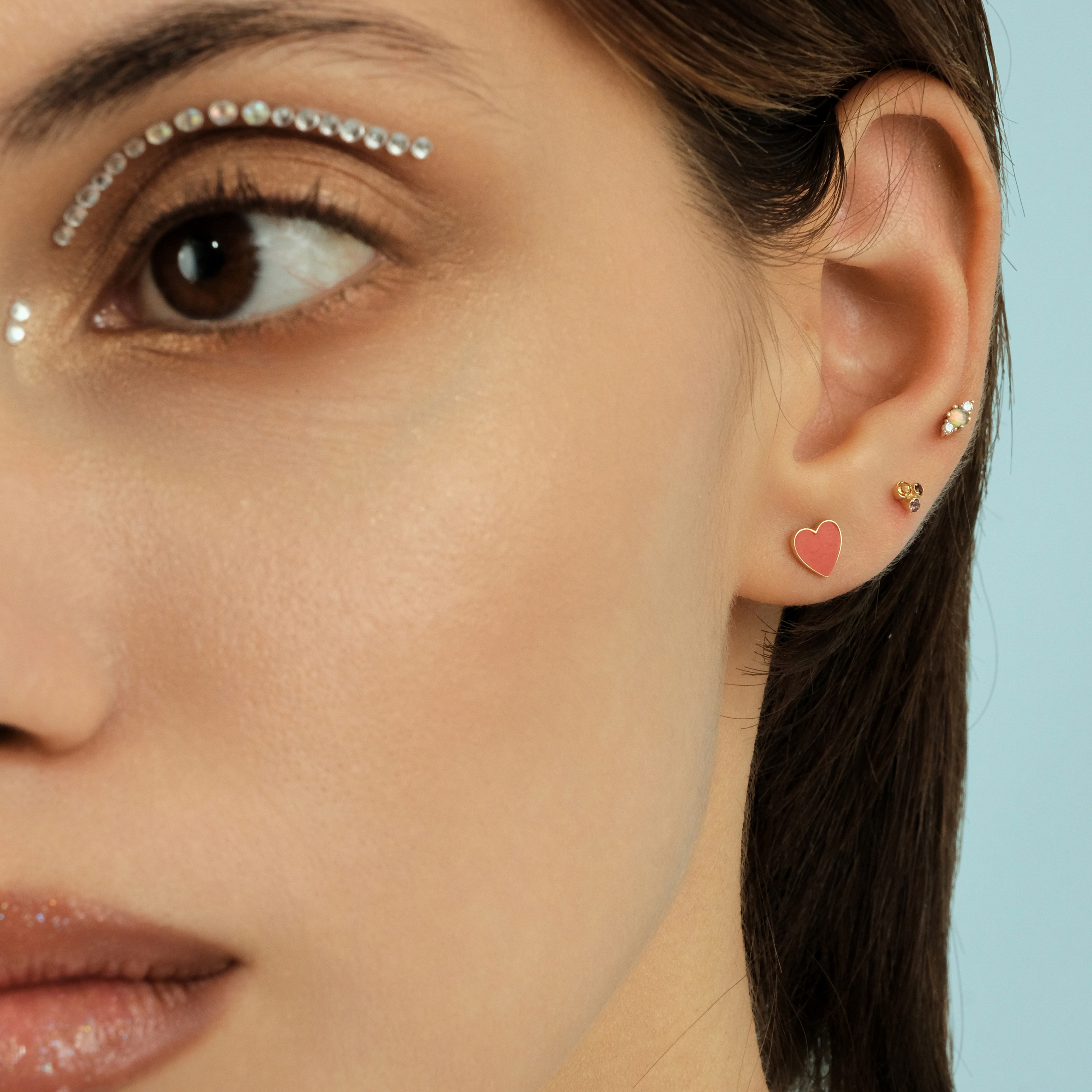 Earrings made of gold with garnet, amethyst, citrine inserts