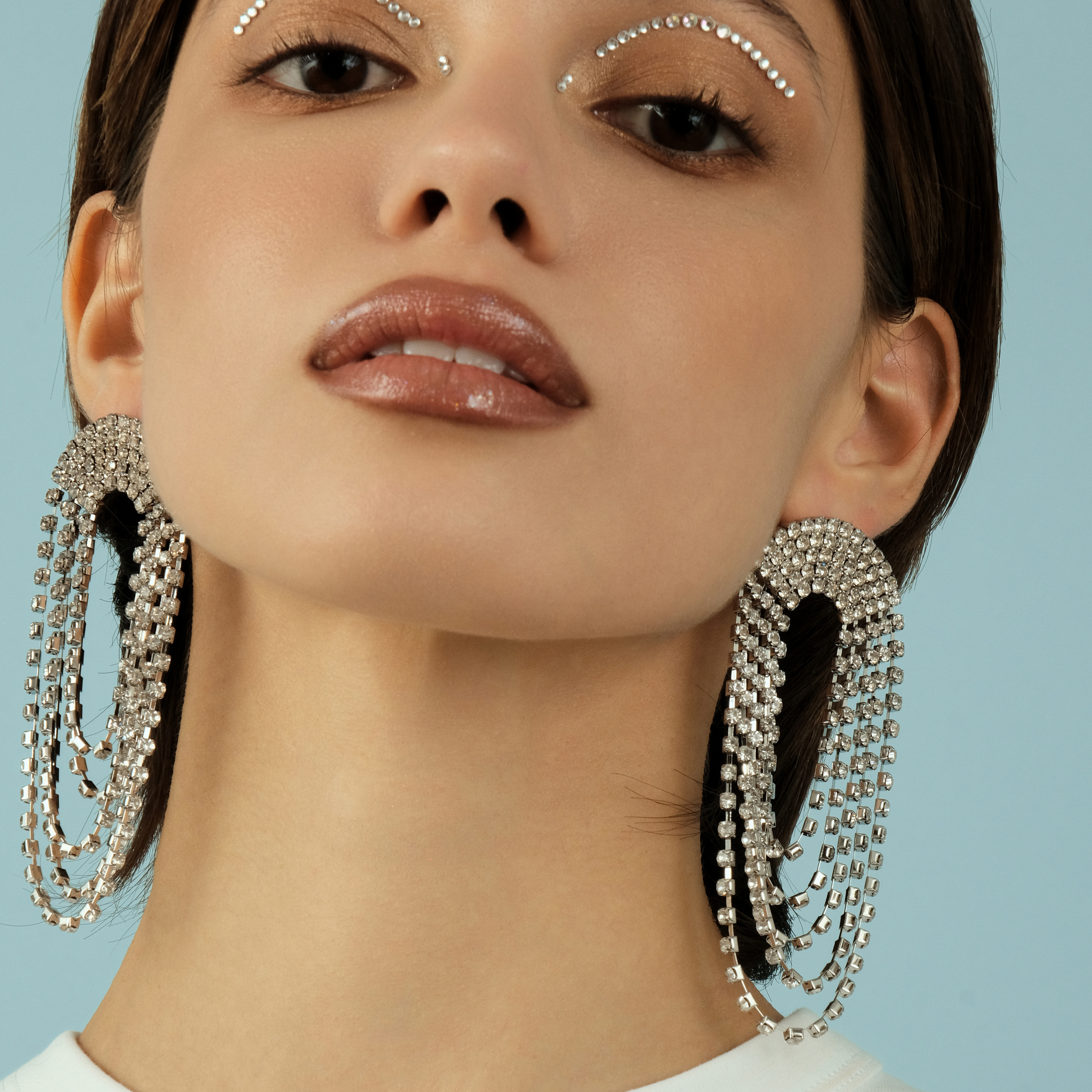 oval earrings completelcovered with crystals