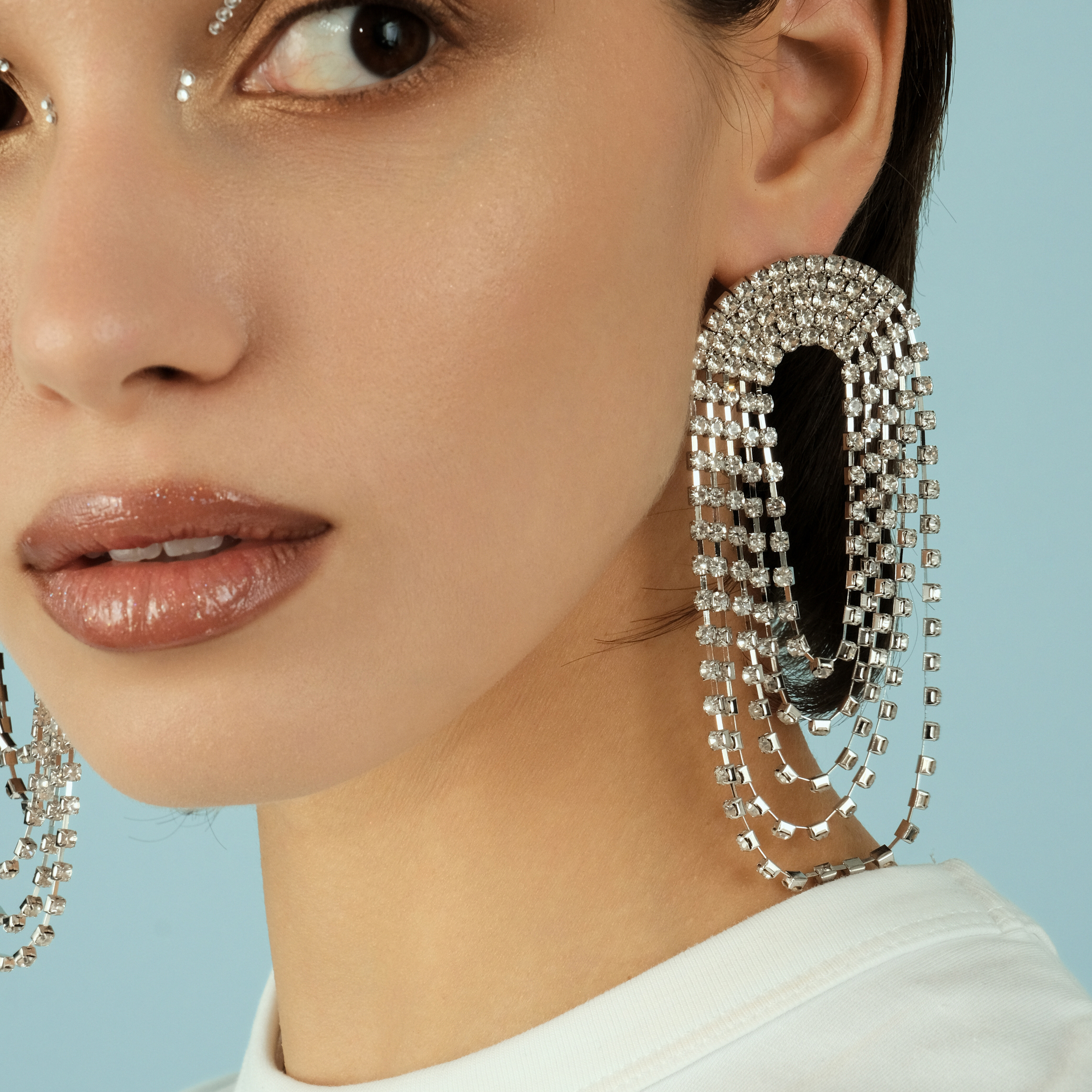 oval earrings completelcovered with crystals
