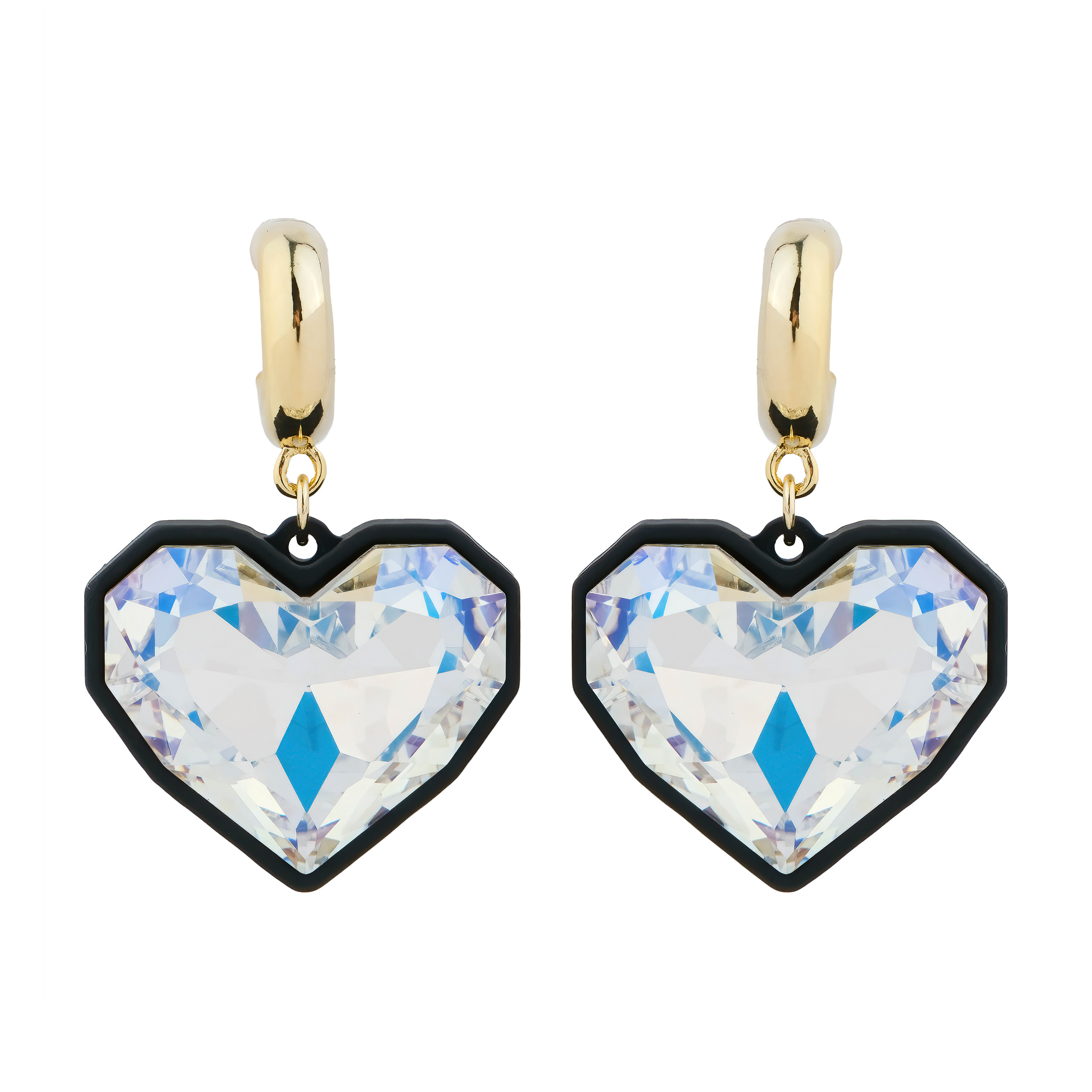 heart Earrings with black base and crystal
