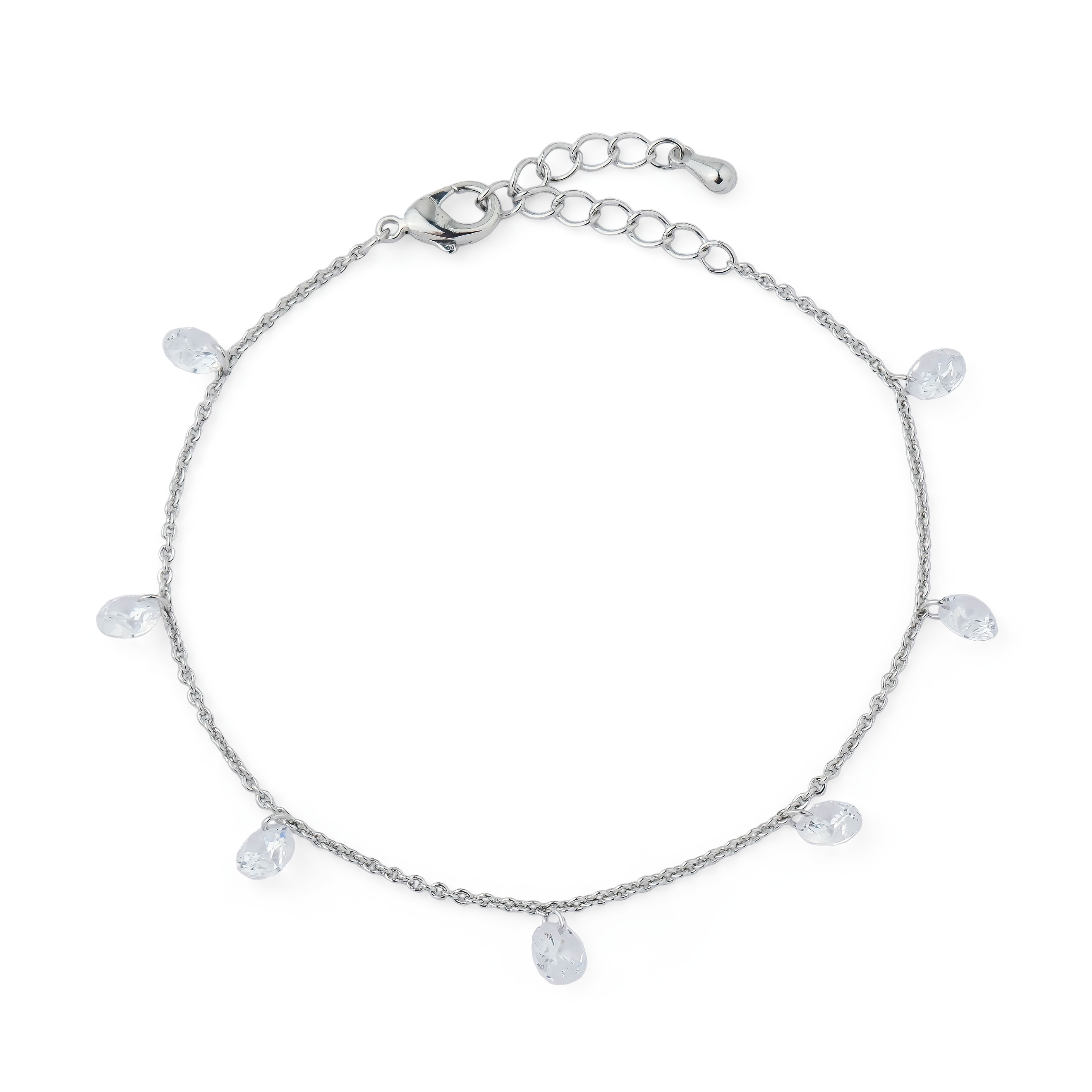 Silver bracelet with crystal pendants