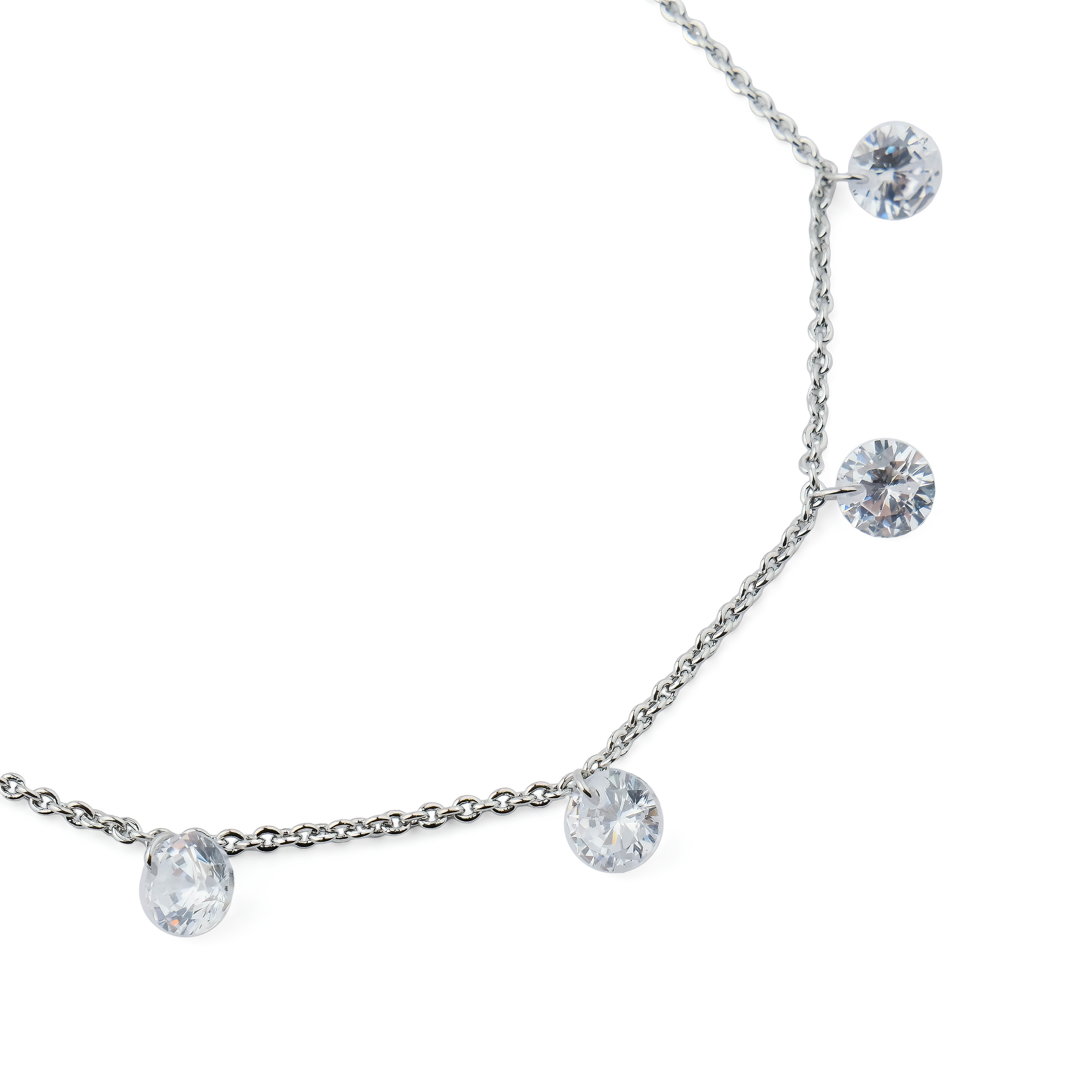 Silver bracelet with crystal pendants