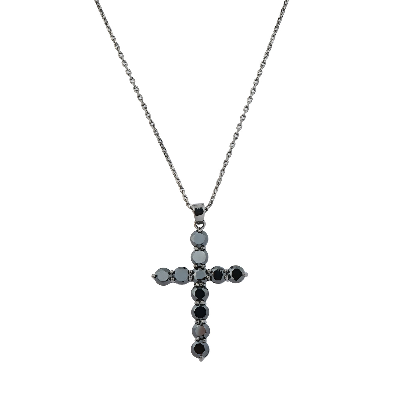 цена Herald Percy Черное колье с подвеской-крестом с черными кристаллами
