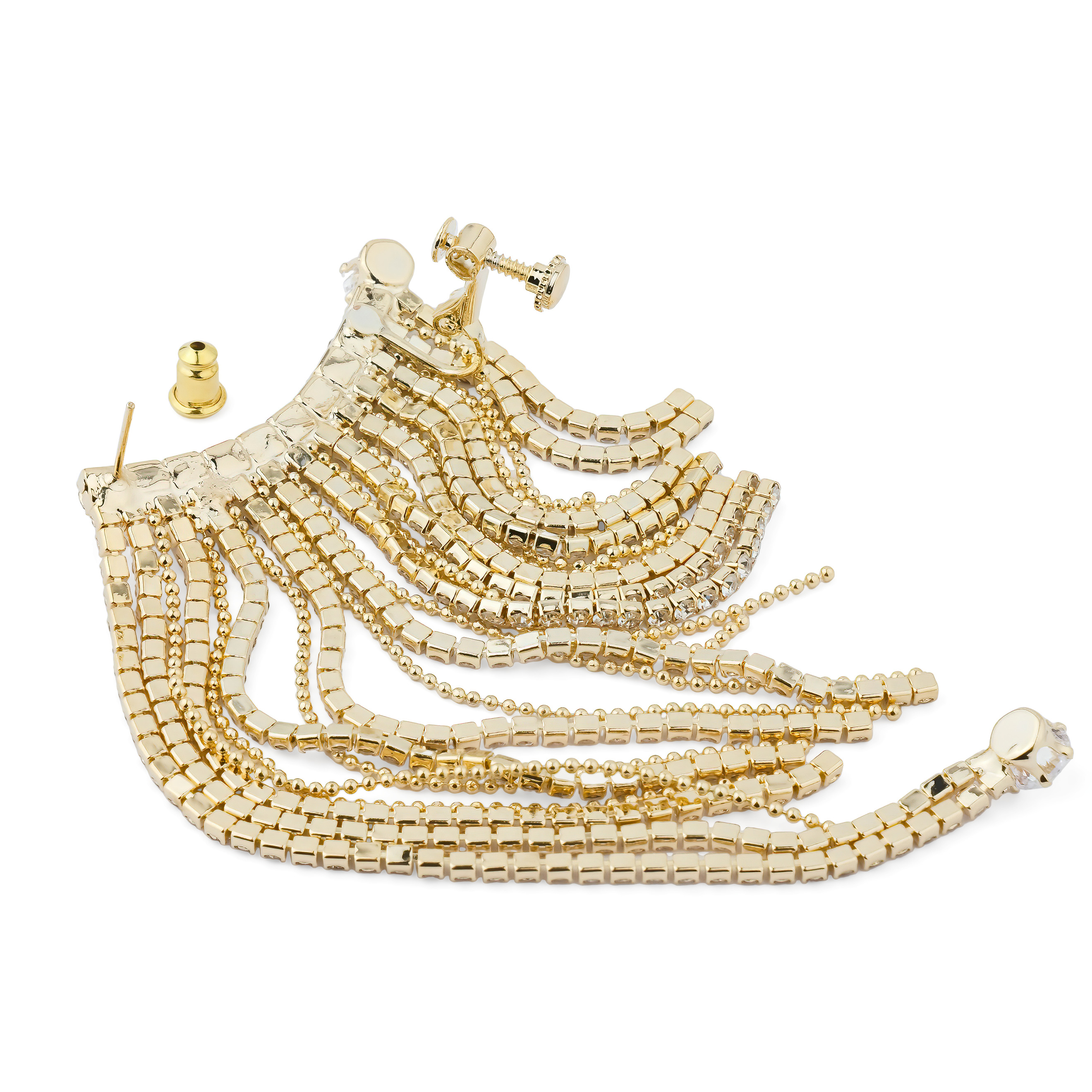 cuff with long chains covered with crystals