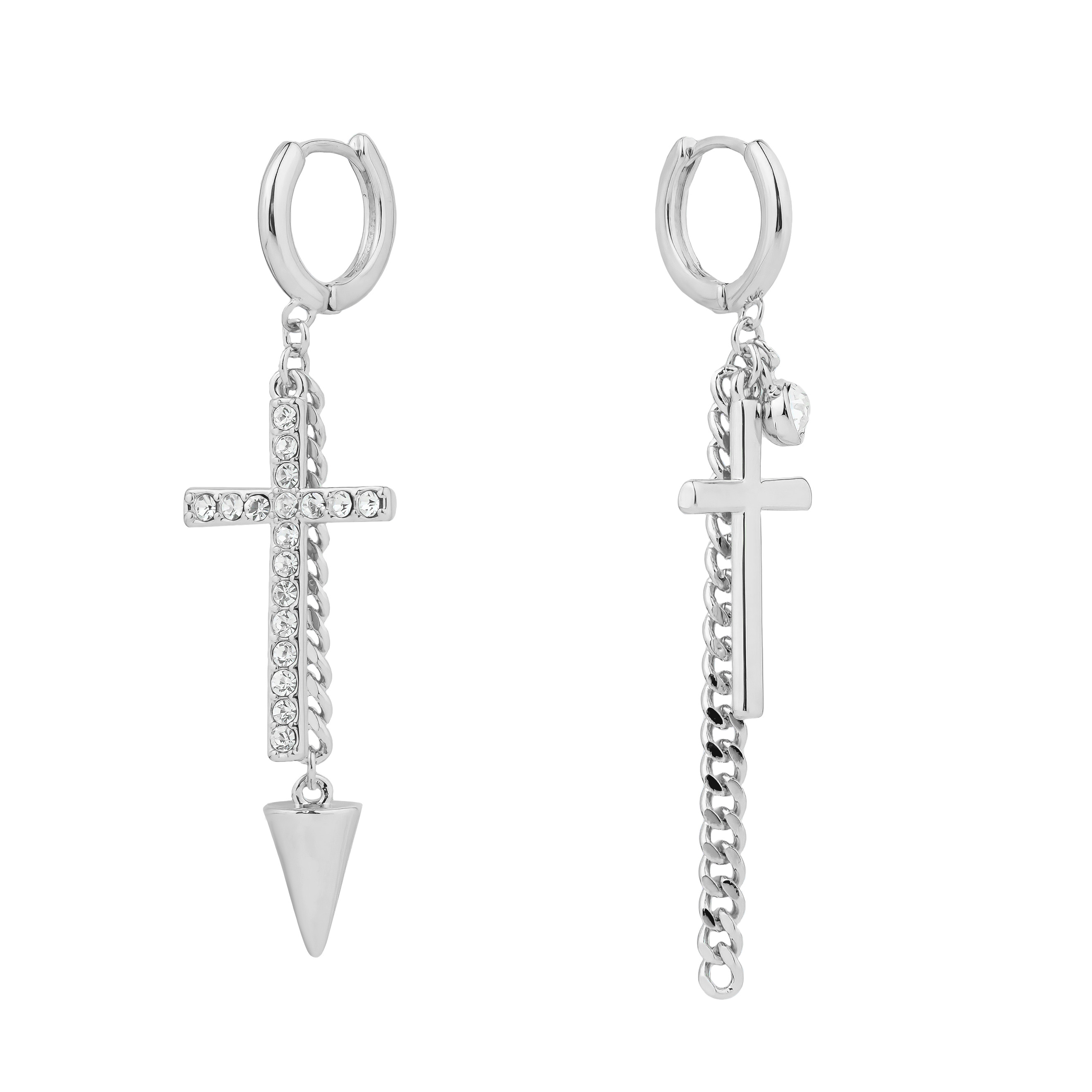 Серебристый сет серег с крестами