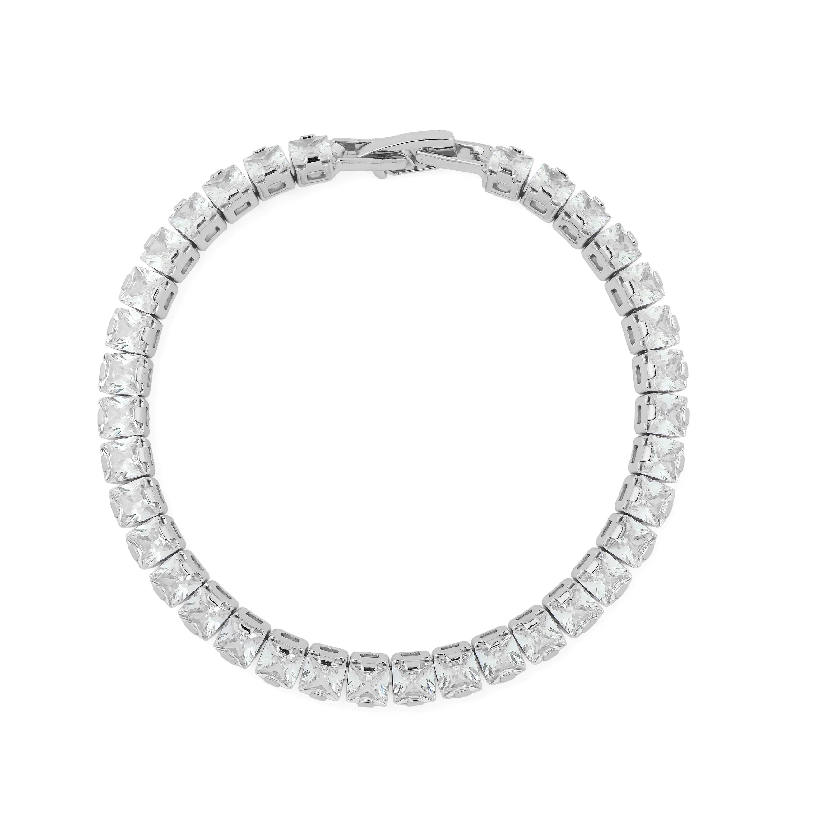 Silver tennis bracelet with crystals