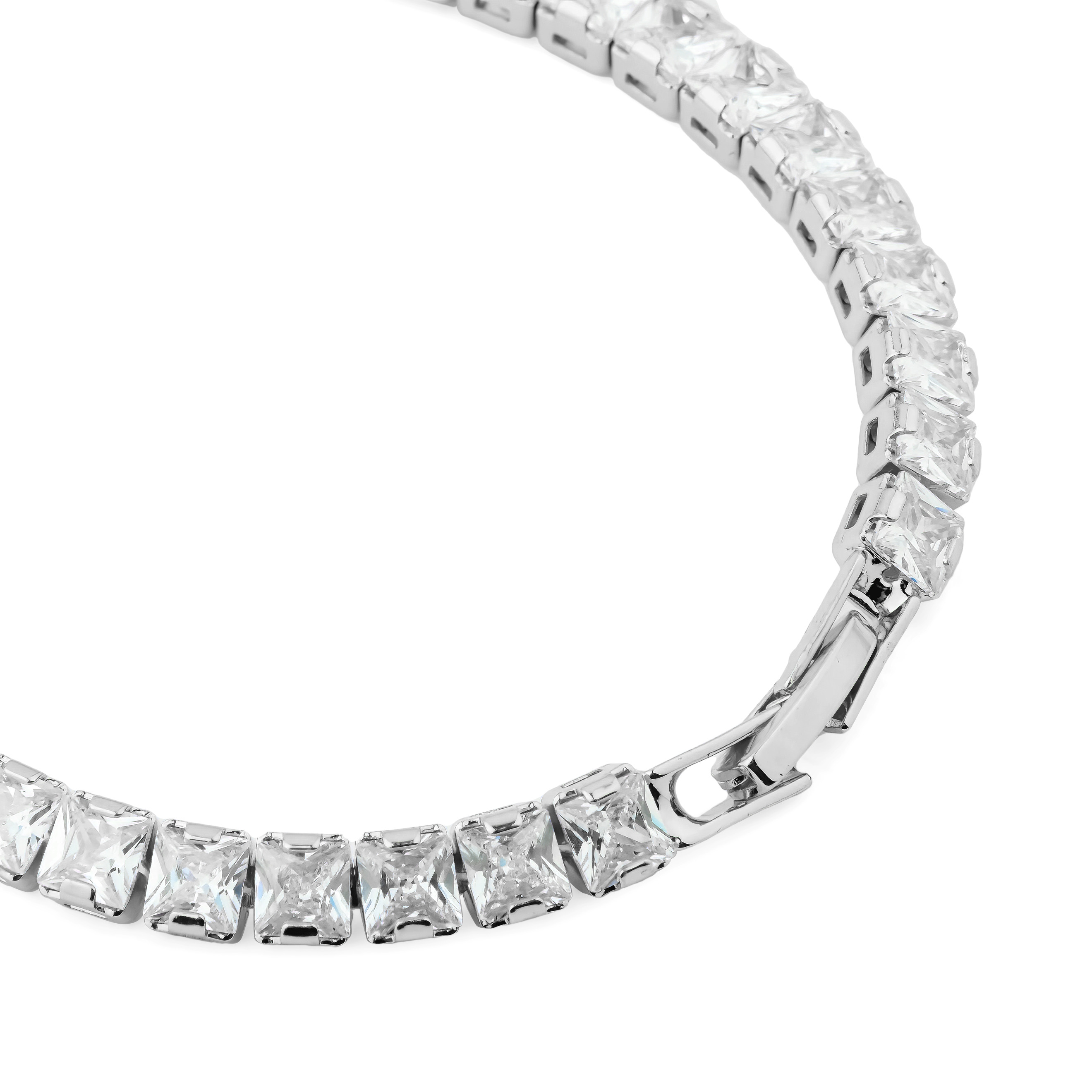 Silver tennis bracelet with crystals