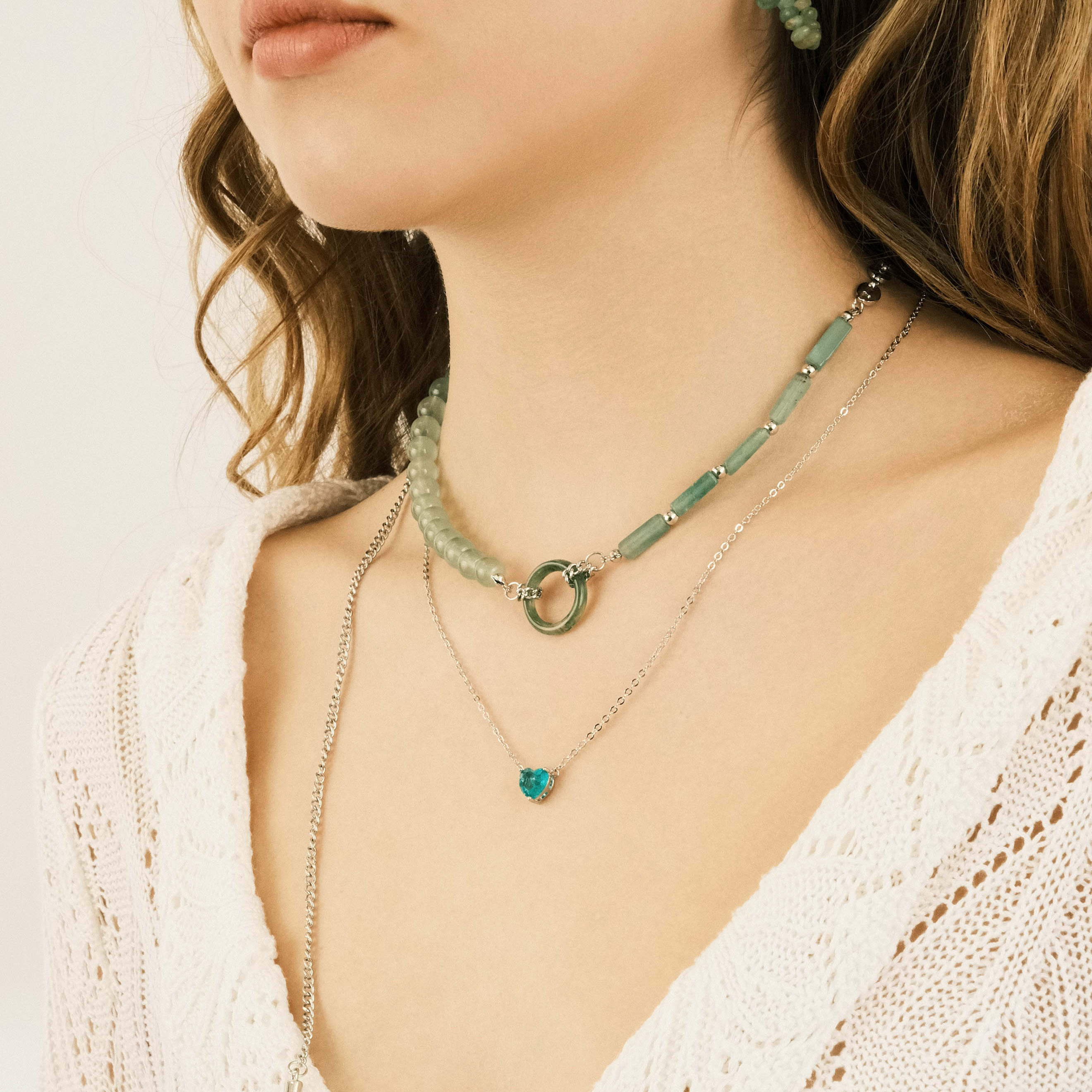 Necklace with a green heart