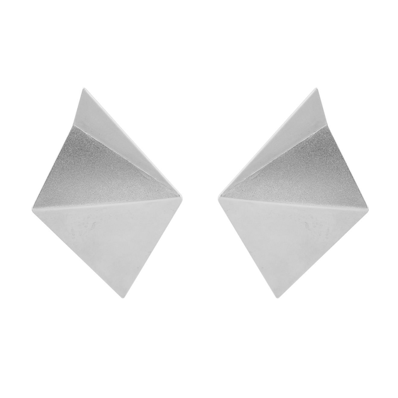 Khoshtrik Фактурные серьги-ромбы из серебра, покрытые родием khoshtrik треугольные позолоченные серьги из серебра