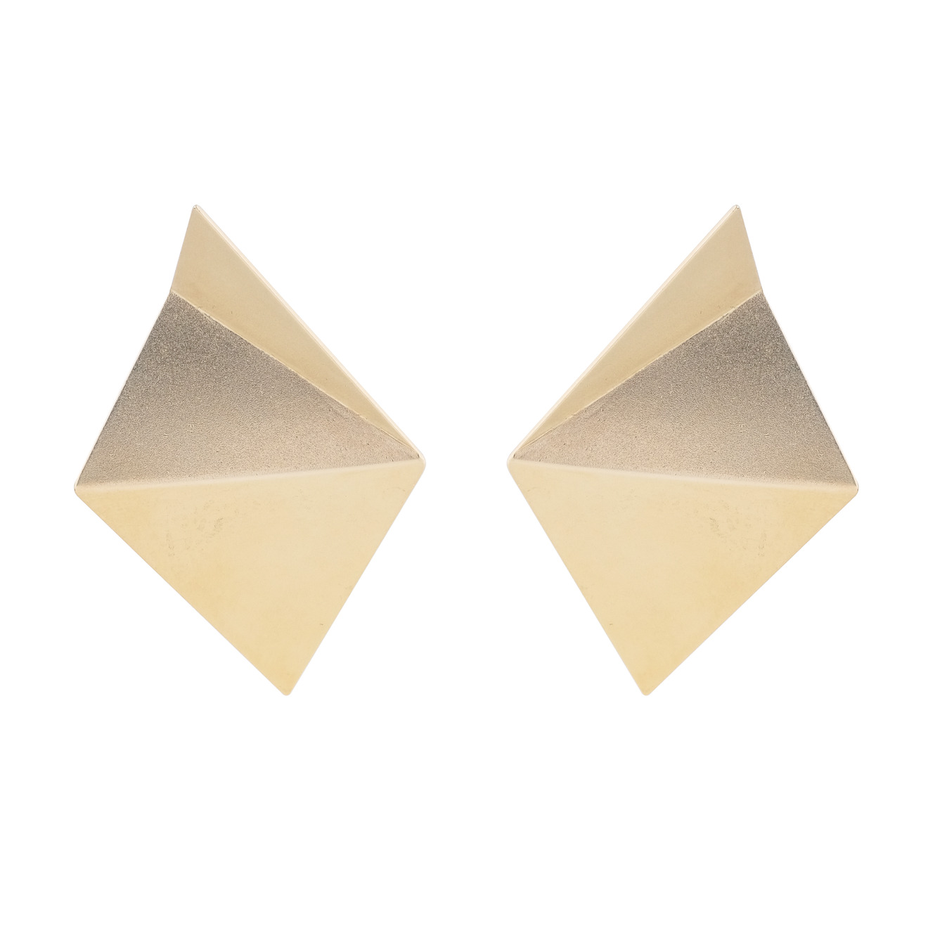 Khoshtrik Фактурные позолоченные серьги-ромбы из серебра khoshtrik треугольные позолоченные серьги из серебра