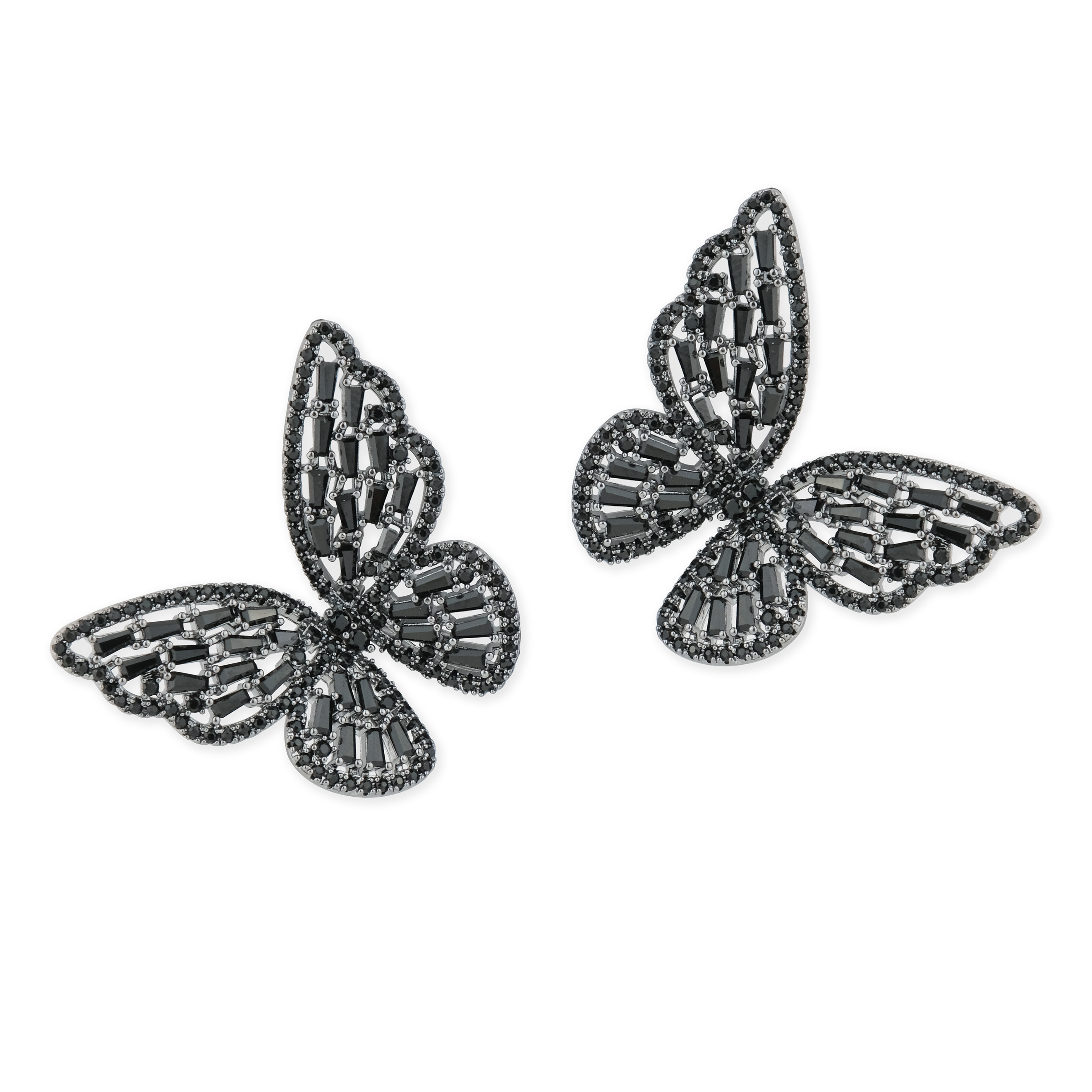 Black butterfly earrings with crystals