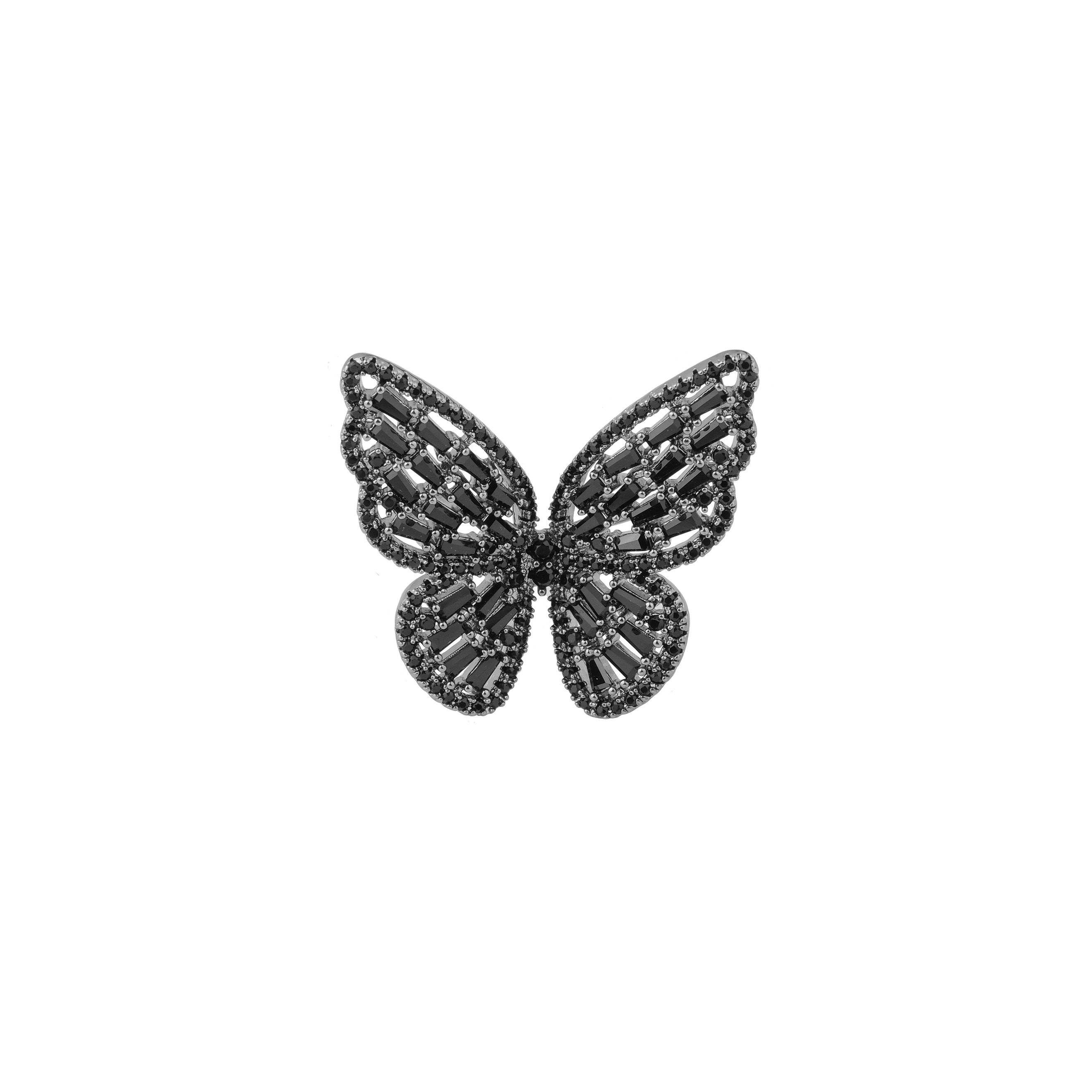 Blackened butterfly ring with crystals