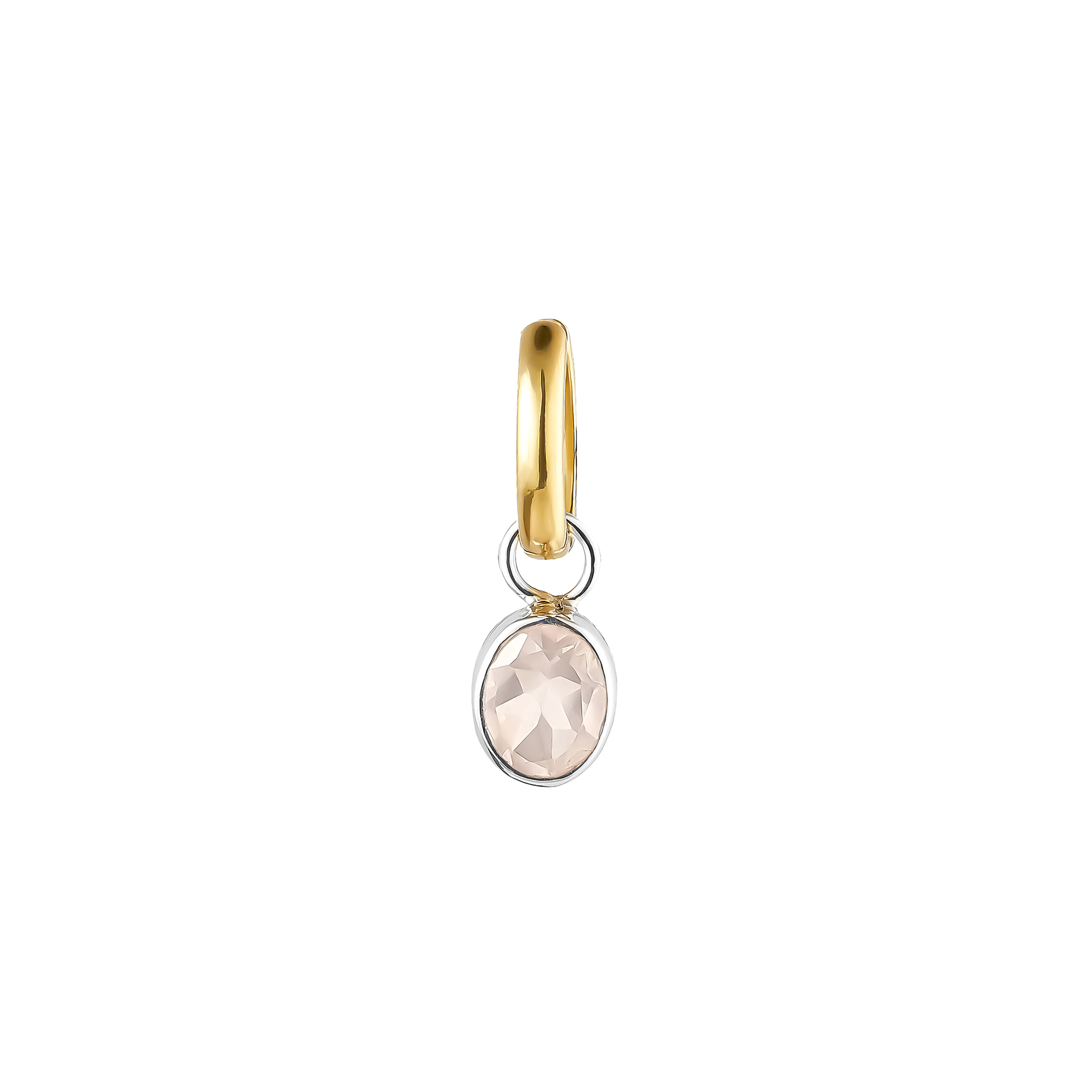 Gold-plated NAIVETY silver monoser with rose quartz pendant