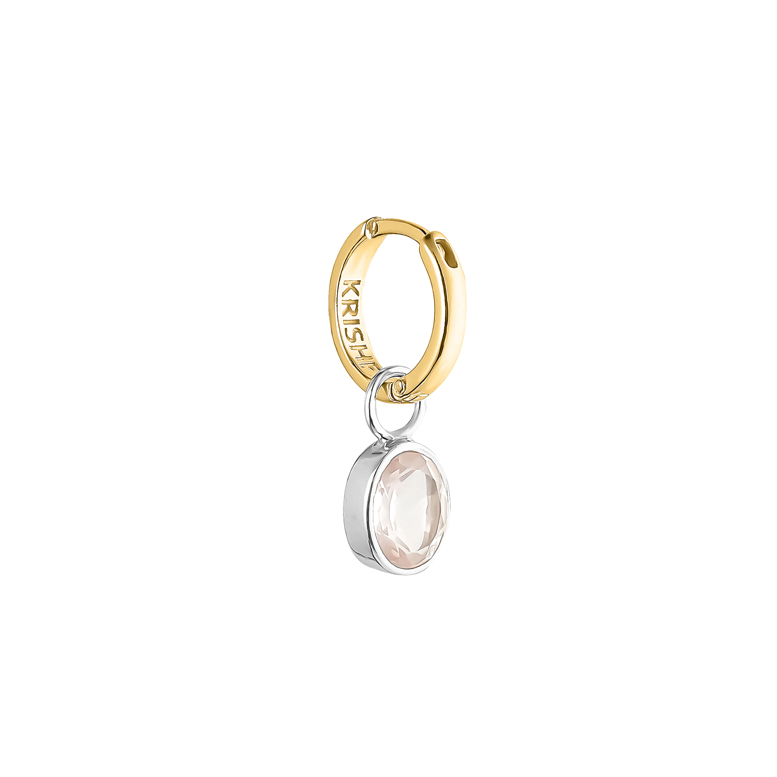 Gold-plated NAIVETY silver monoser with rose quartz pendant