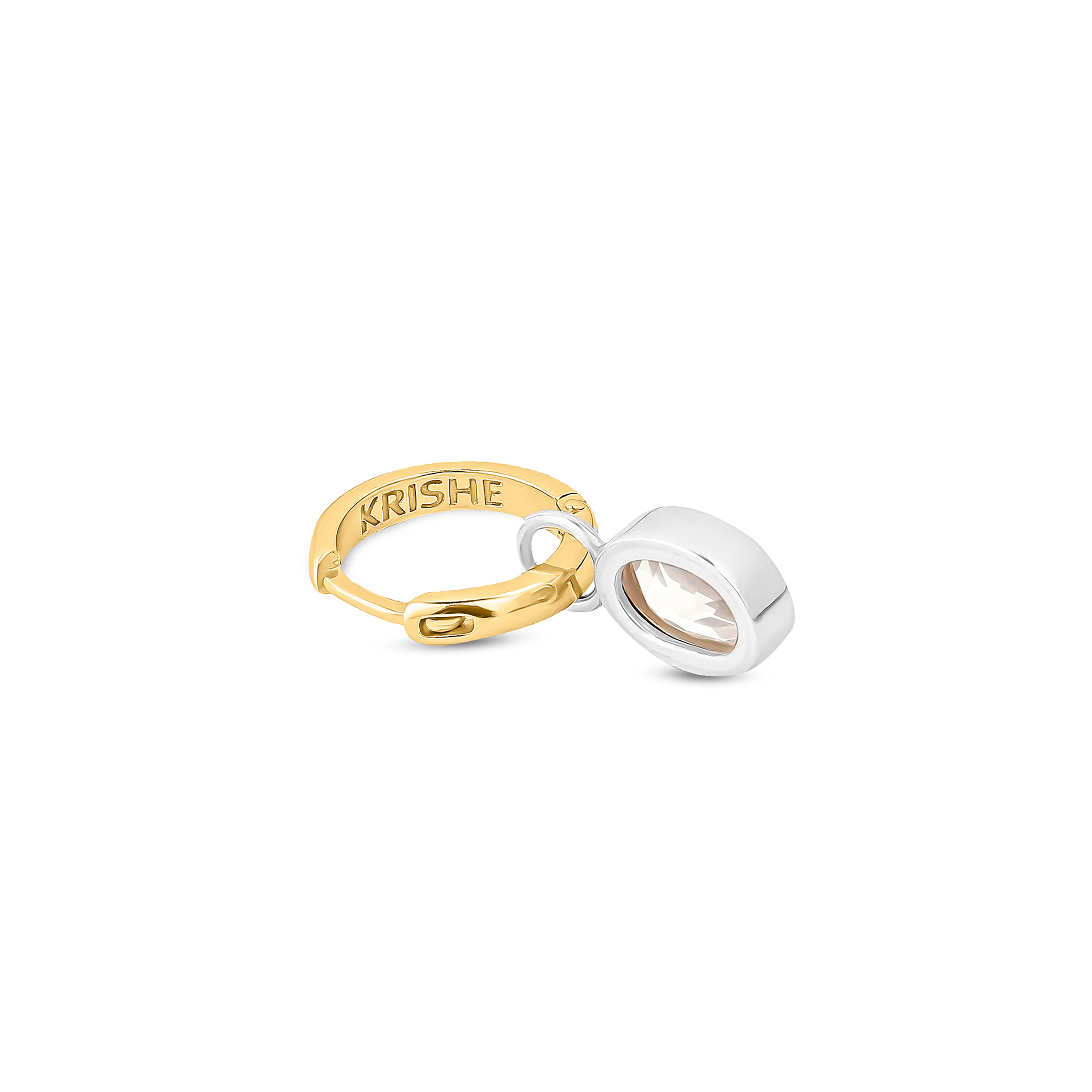 Gold-plated NAIVETY silver monoser with rose quartz pendant