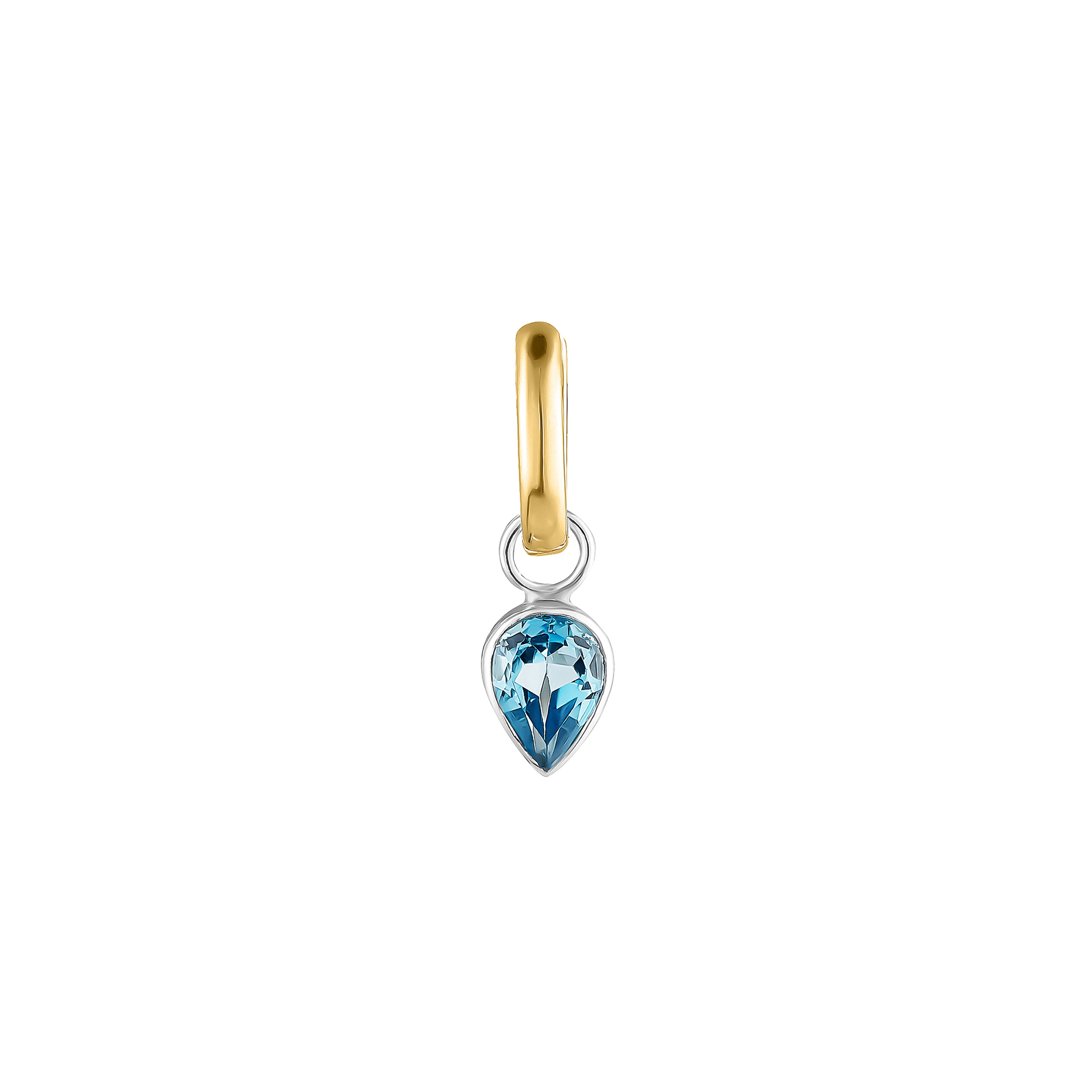 Gold-plated DON'T CRY monoser in silver with a blue topaz pendant