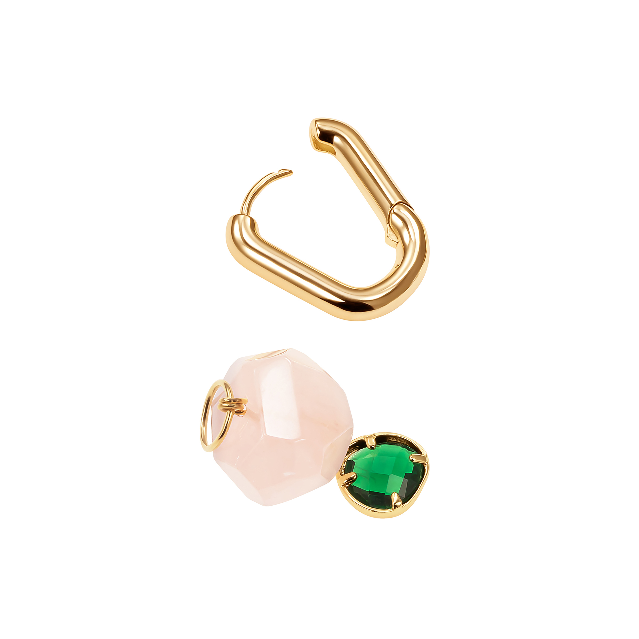 Earrings with rose quartz and a drop