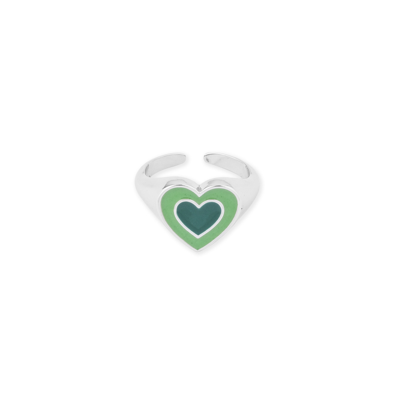 Aqua Серебристое кольцо с зеленым сердцем aqua серебристое кольцо с зеленым сердцем