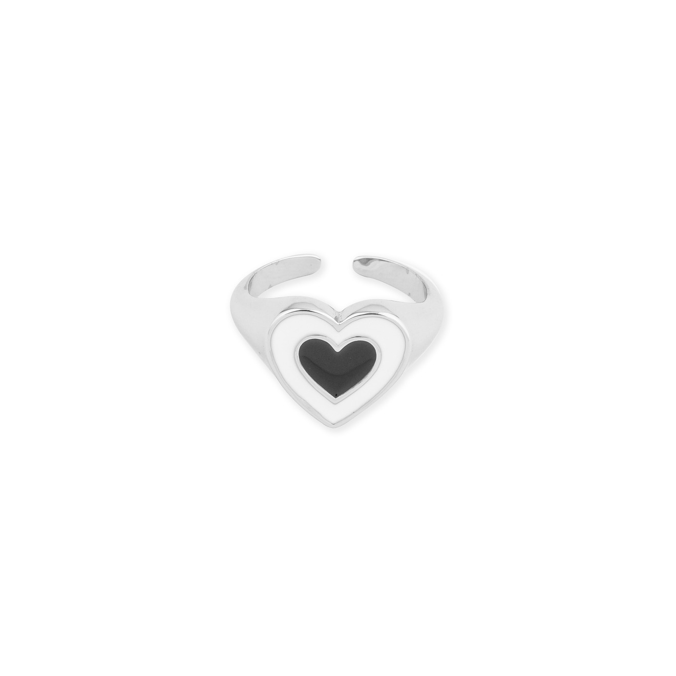 цена Aqua Серебристое кольцо с черным сердцем