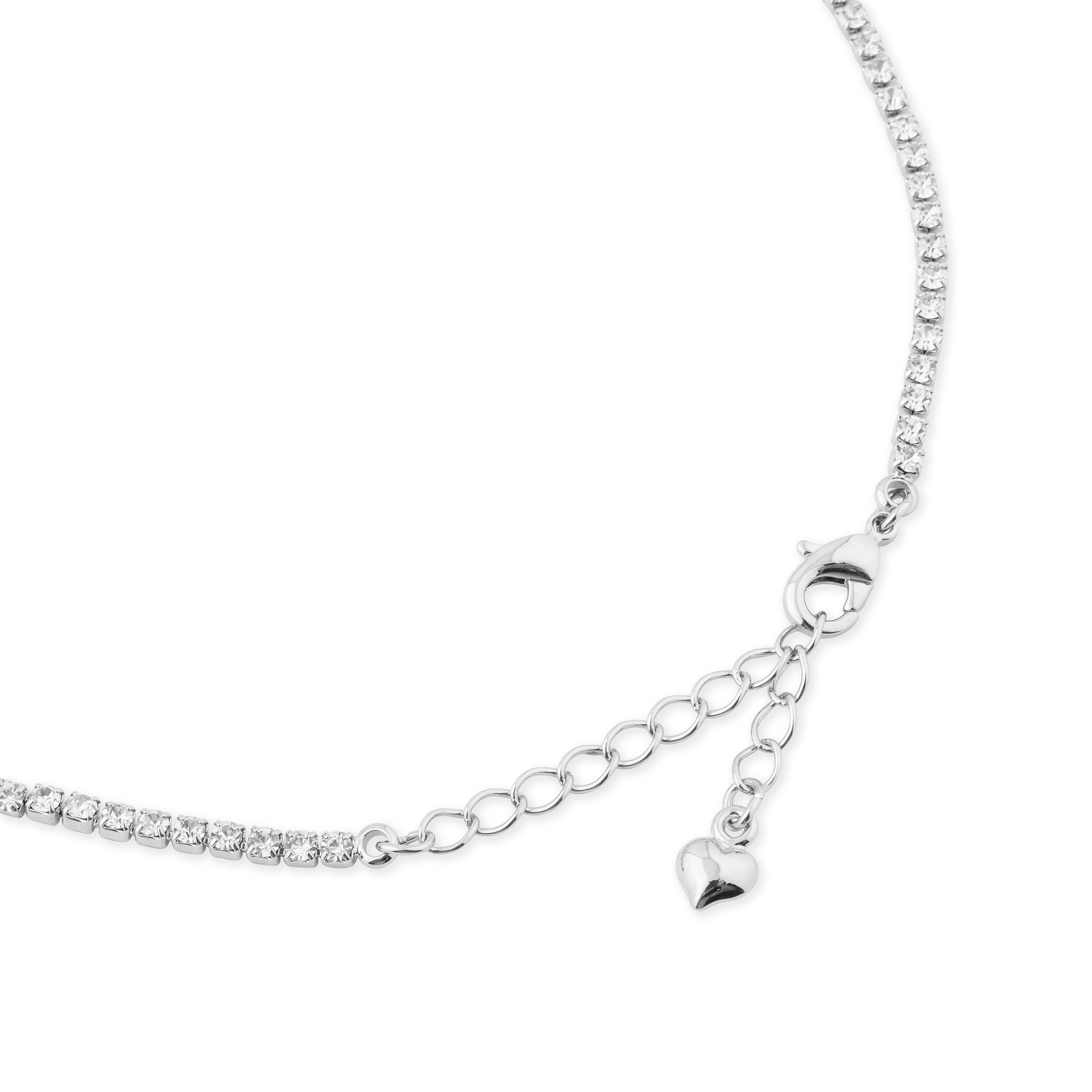 Tennis Necklace with Large round Crystals and Pendants -Pavй