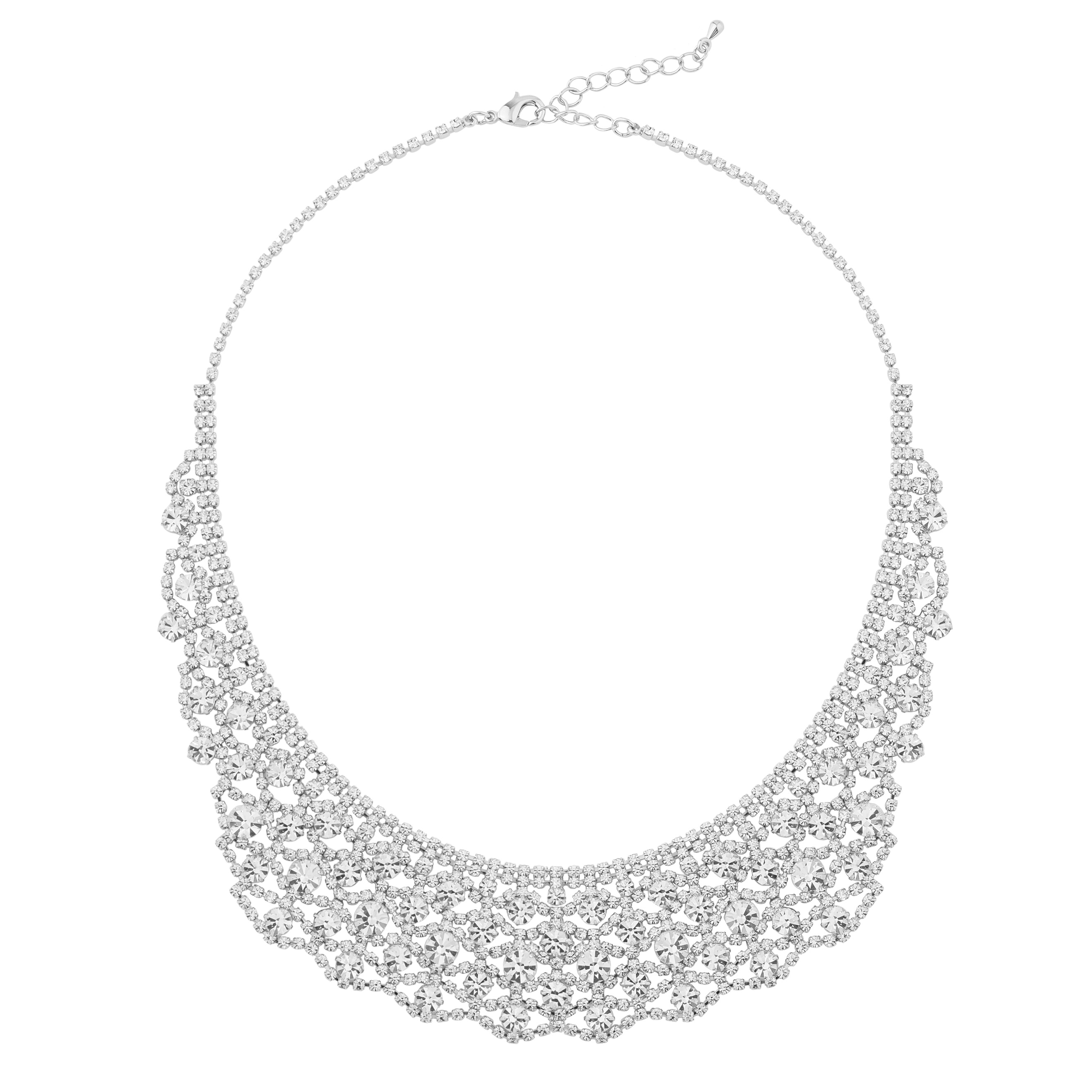 Wide  necklace with crystals of different sizes