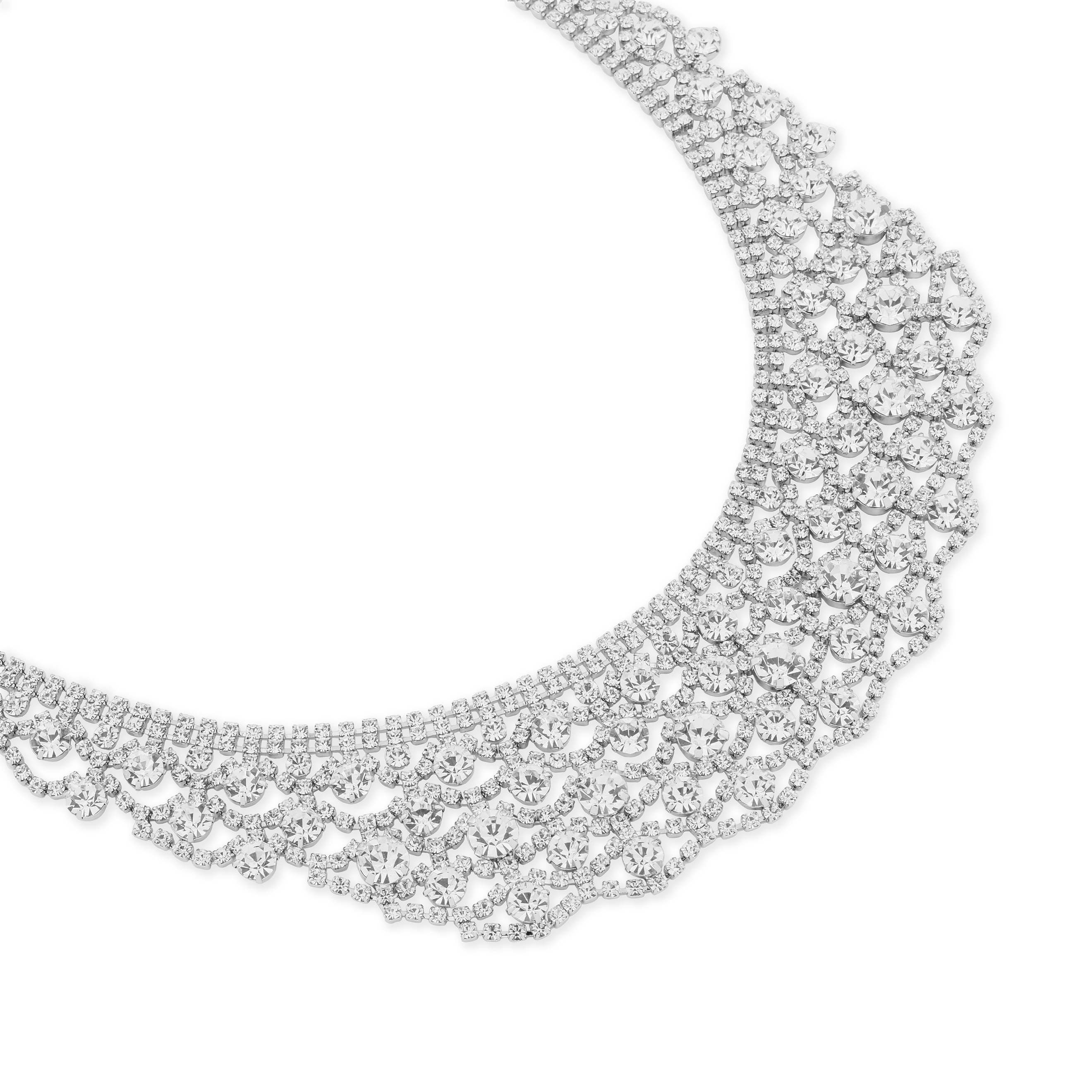 Wide  necklace with crystals of different sizes