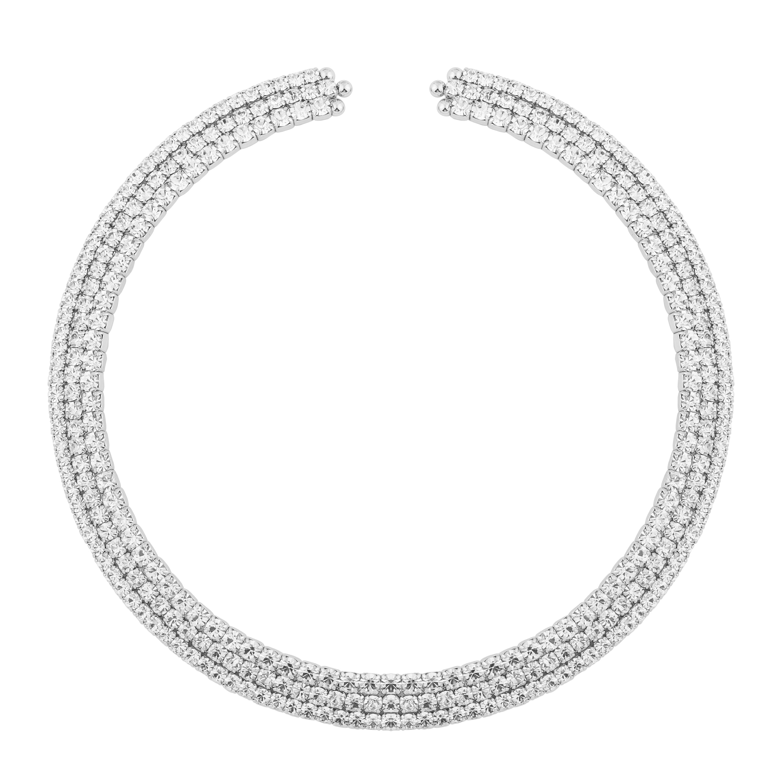 Choker necklace made of 3 rows of crystals