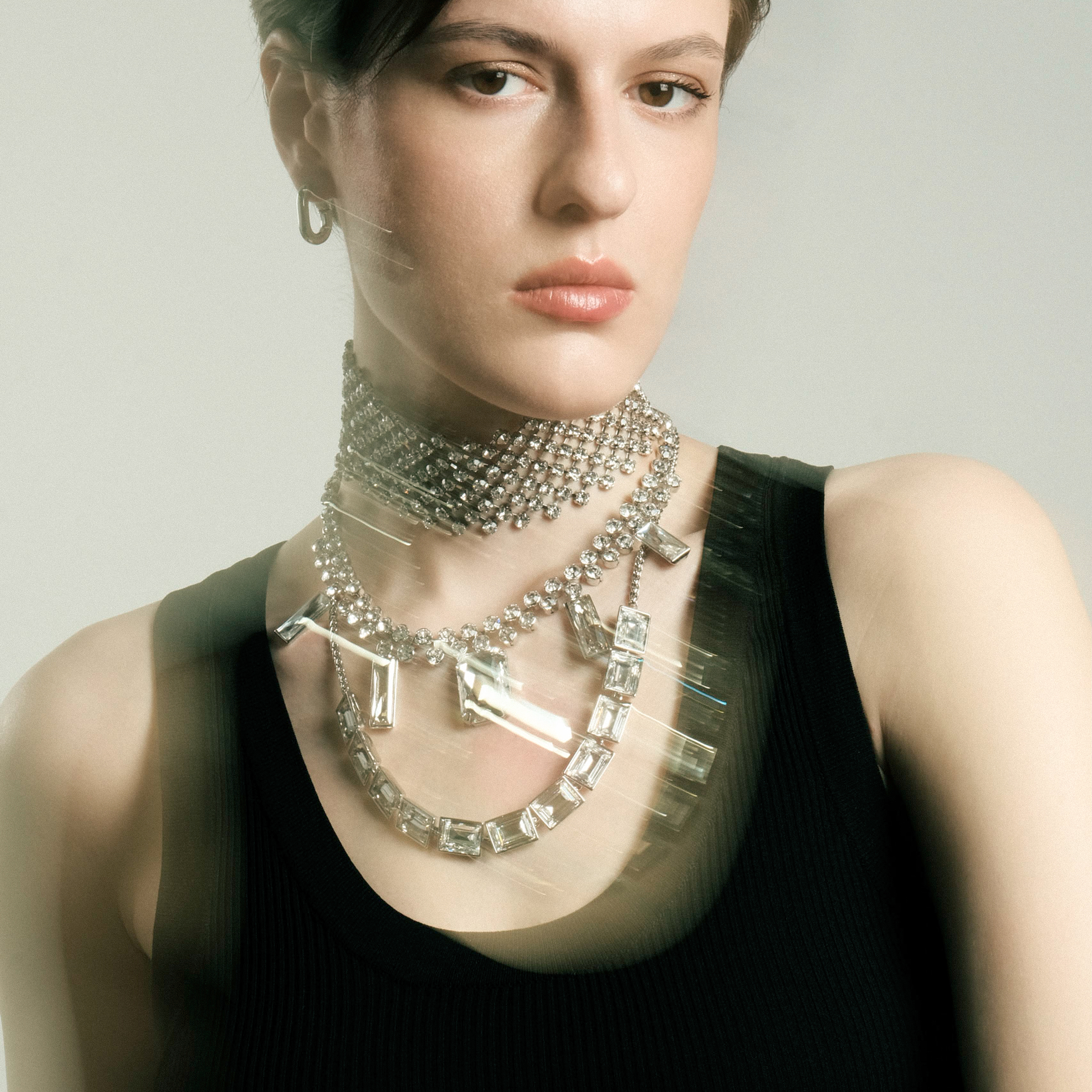 necklace with rectangular crystals